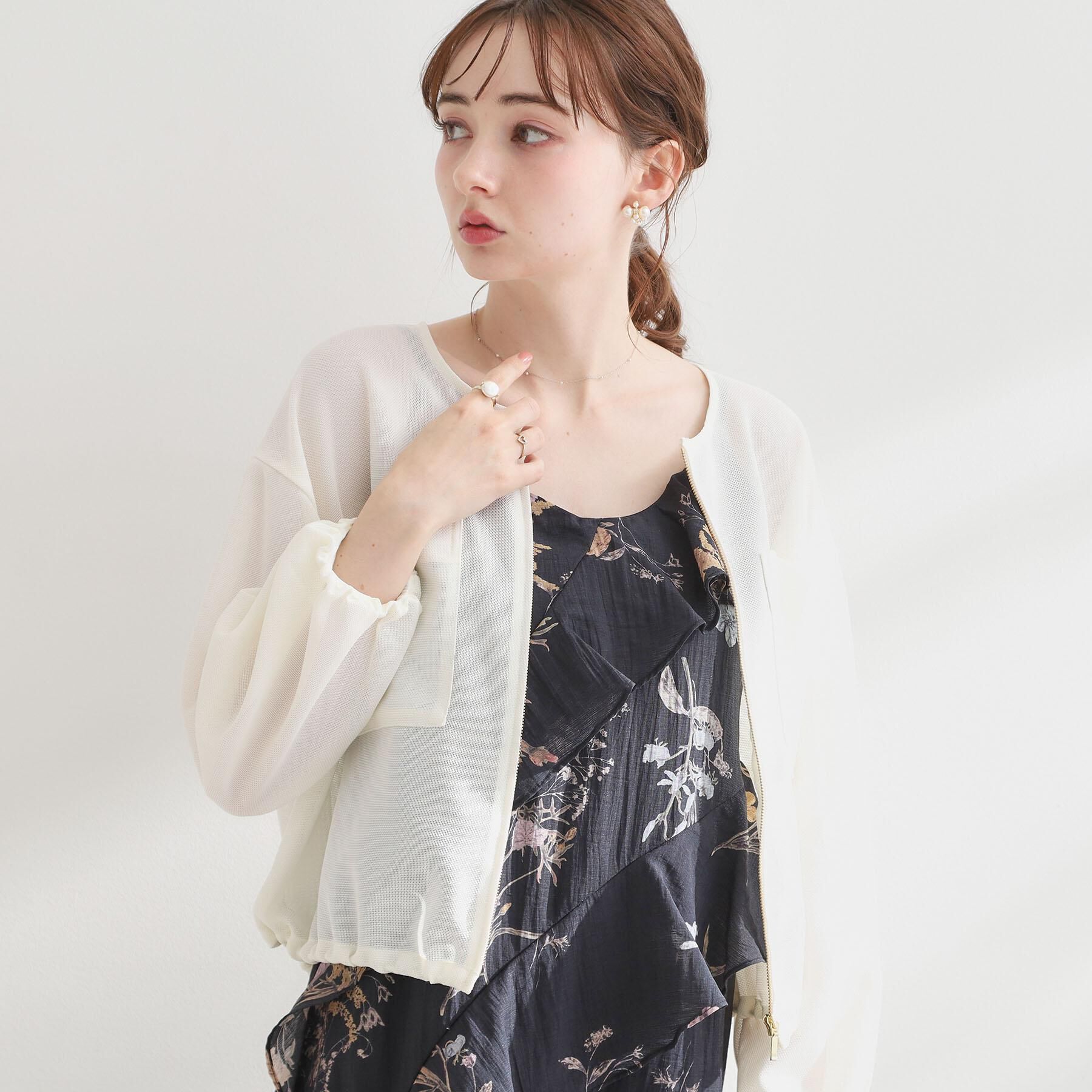 Couture broach「【洗濯機可】シアーメッシュ ブルゾン」|ブルゾン・スタジャン|