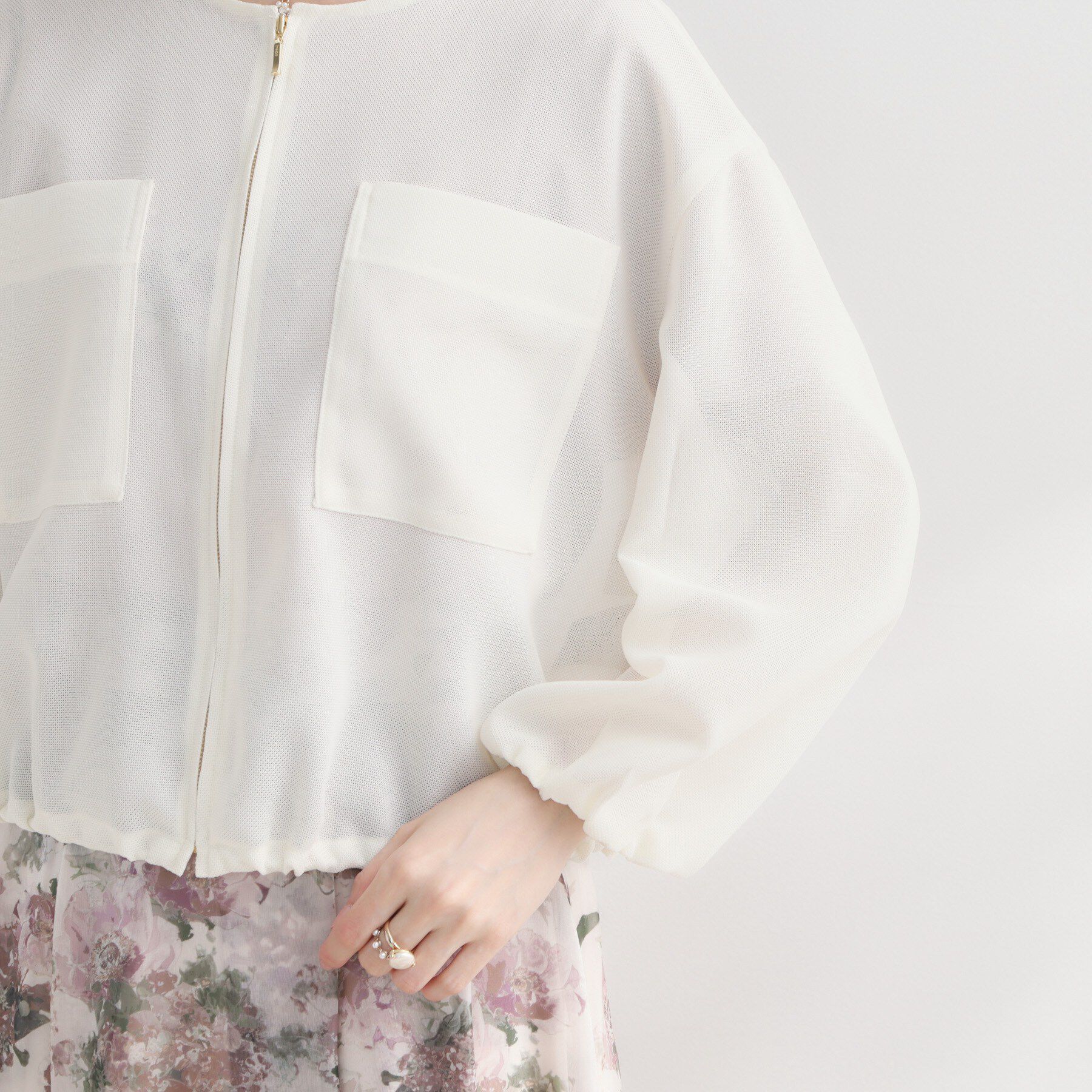 Couture broach「【洗濯機可】シアーメッシュ ブルゾン」|ブルゾン・スタジャン|