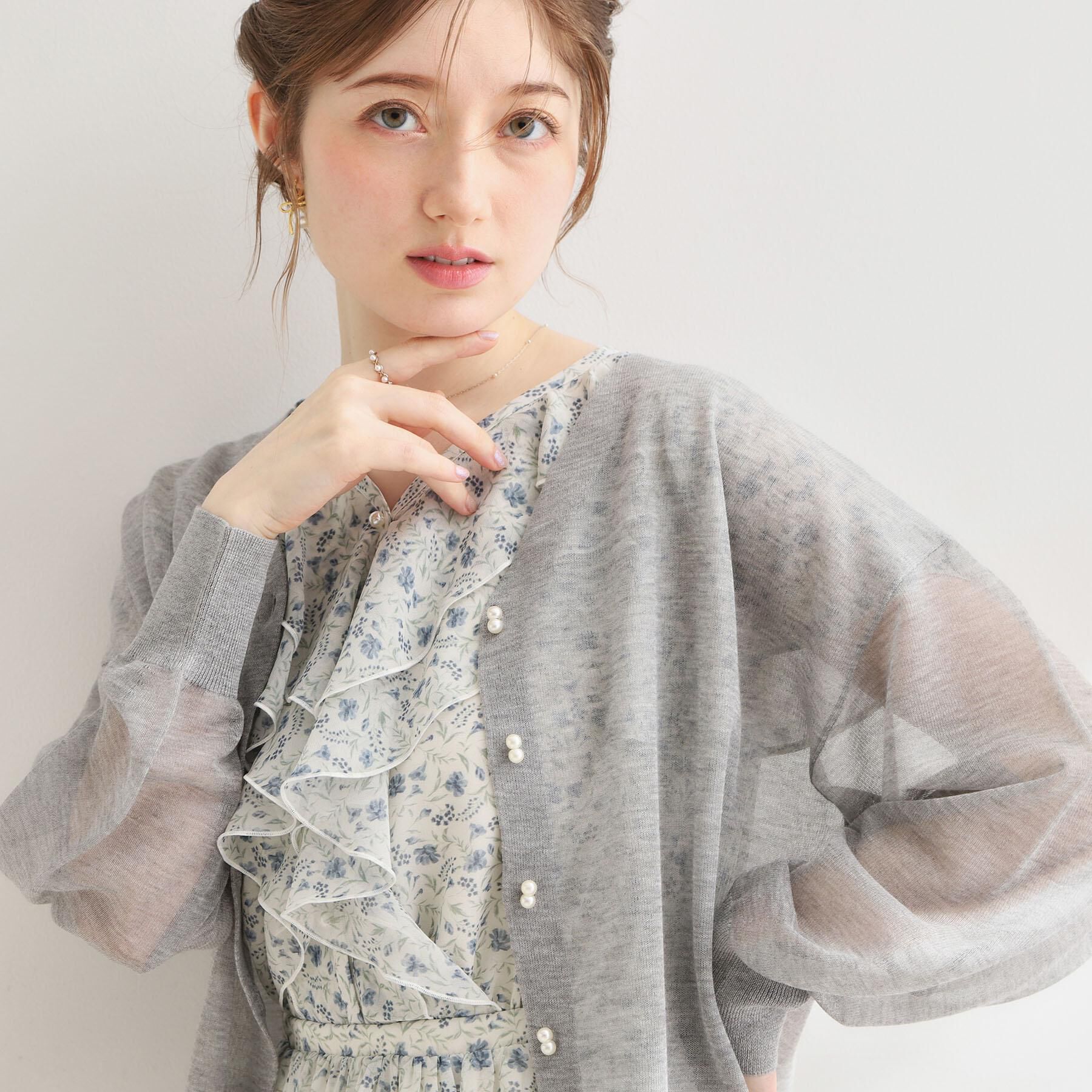 Couture broach「【洗える・パール調釦】愛されシアーカーディガン」|カーディガン|