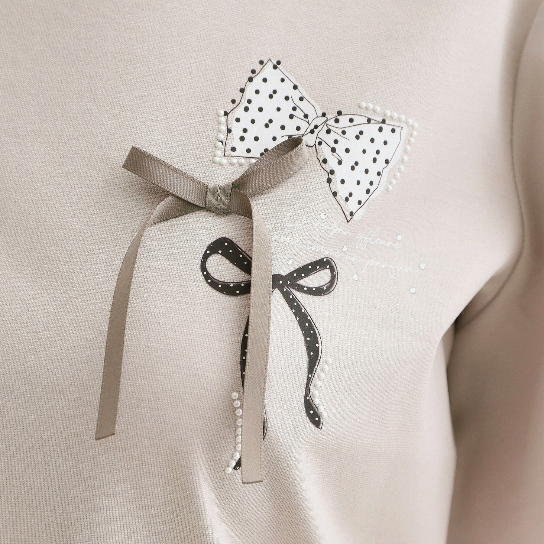 Couture broach「【接触冷感・UVカット・洗える】リボンプリントTシャツ」|Tシャツ・カットソー|