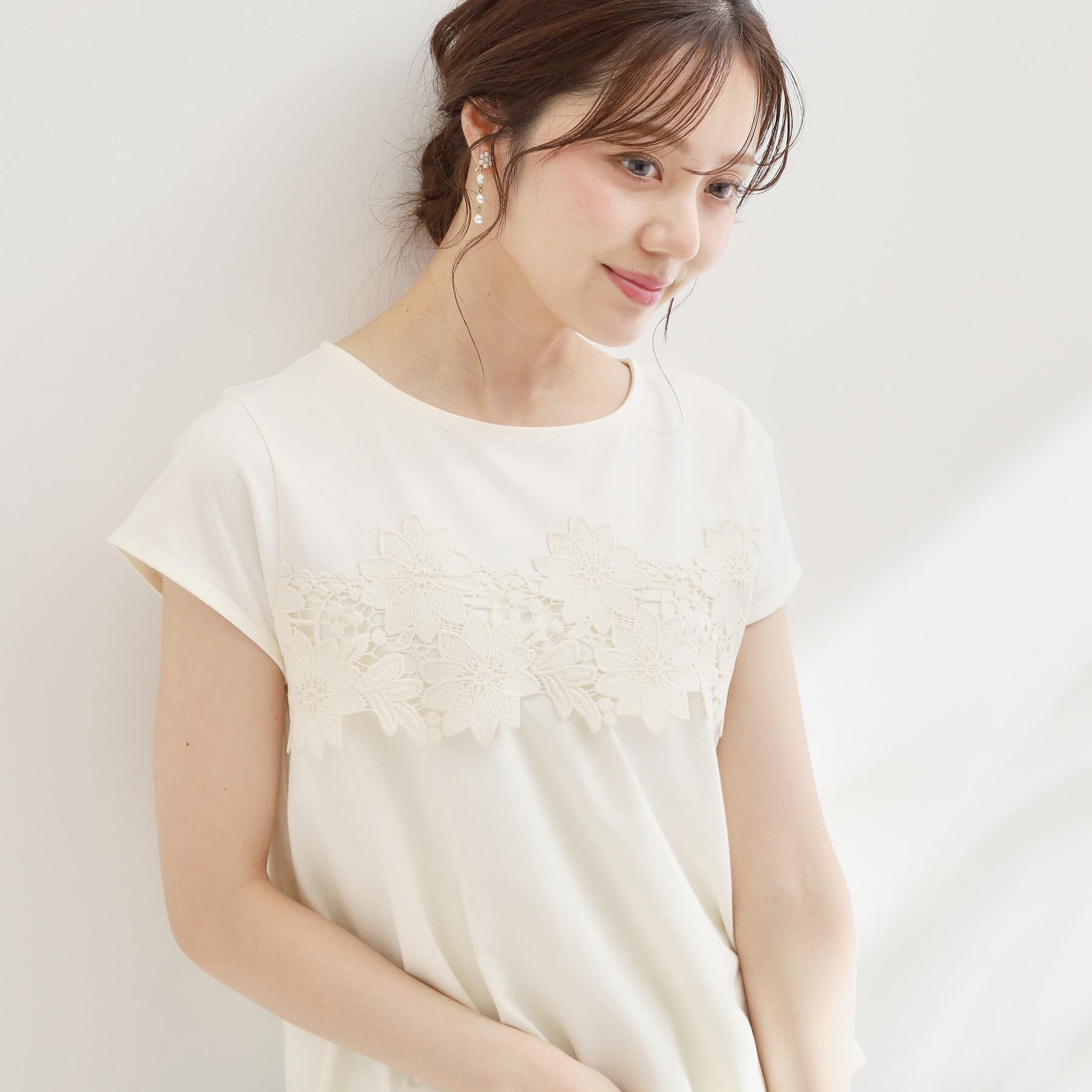 Couture broach「【UVカット・接触冷感・洗える】レース バルーントップス」|Tシャツ・カットソー|
