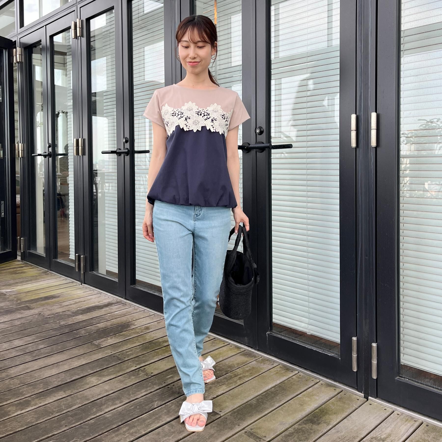 Couture broach「【UVカット・接触冷感・洗える】レース バルーントップス」|Tシャツ・カットソー|