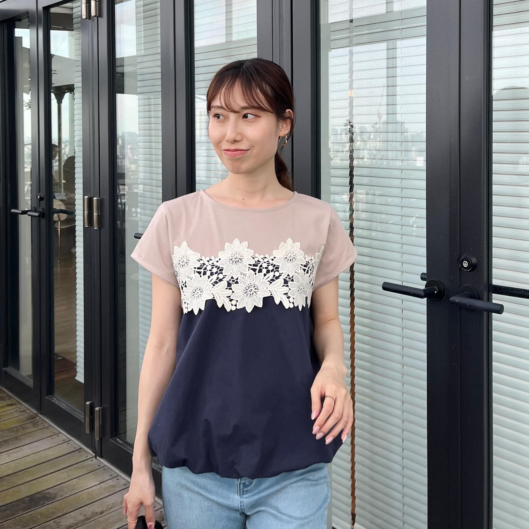 Couture broach「【UVカット・接触冷感・洗える】レース バルーントップス」|Tシャツ・カットソー|