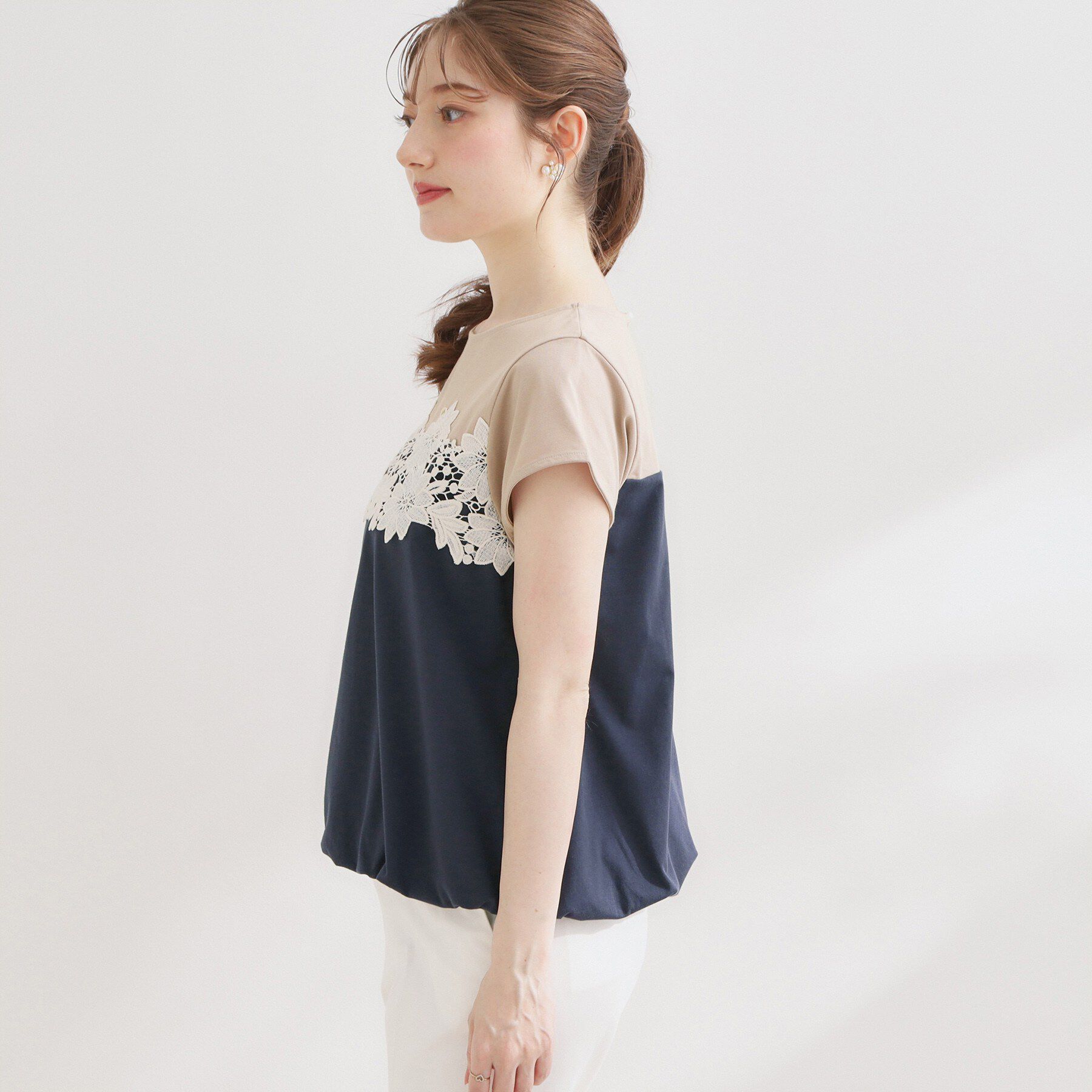 Couture broach「【UVカット・接触冷感・洗える】レース バルーントップス」|Tシャツ・カットソー|