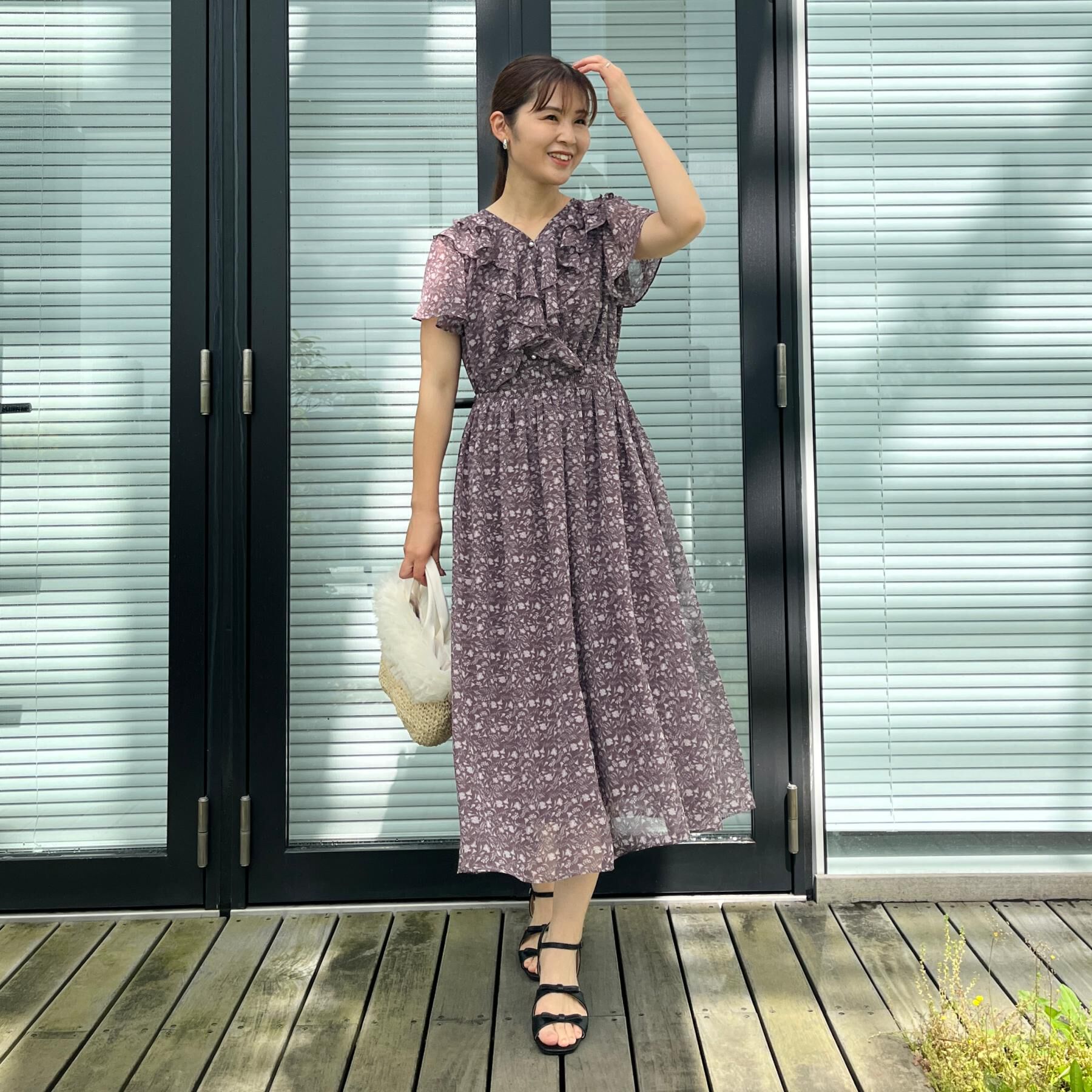 Couture broach「【洗える】花柄 フリル ワンピース」|ワンピース|