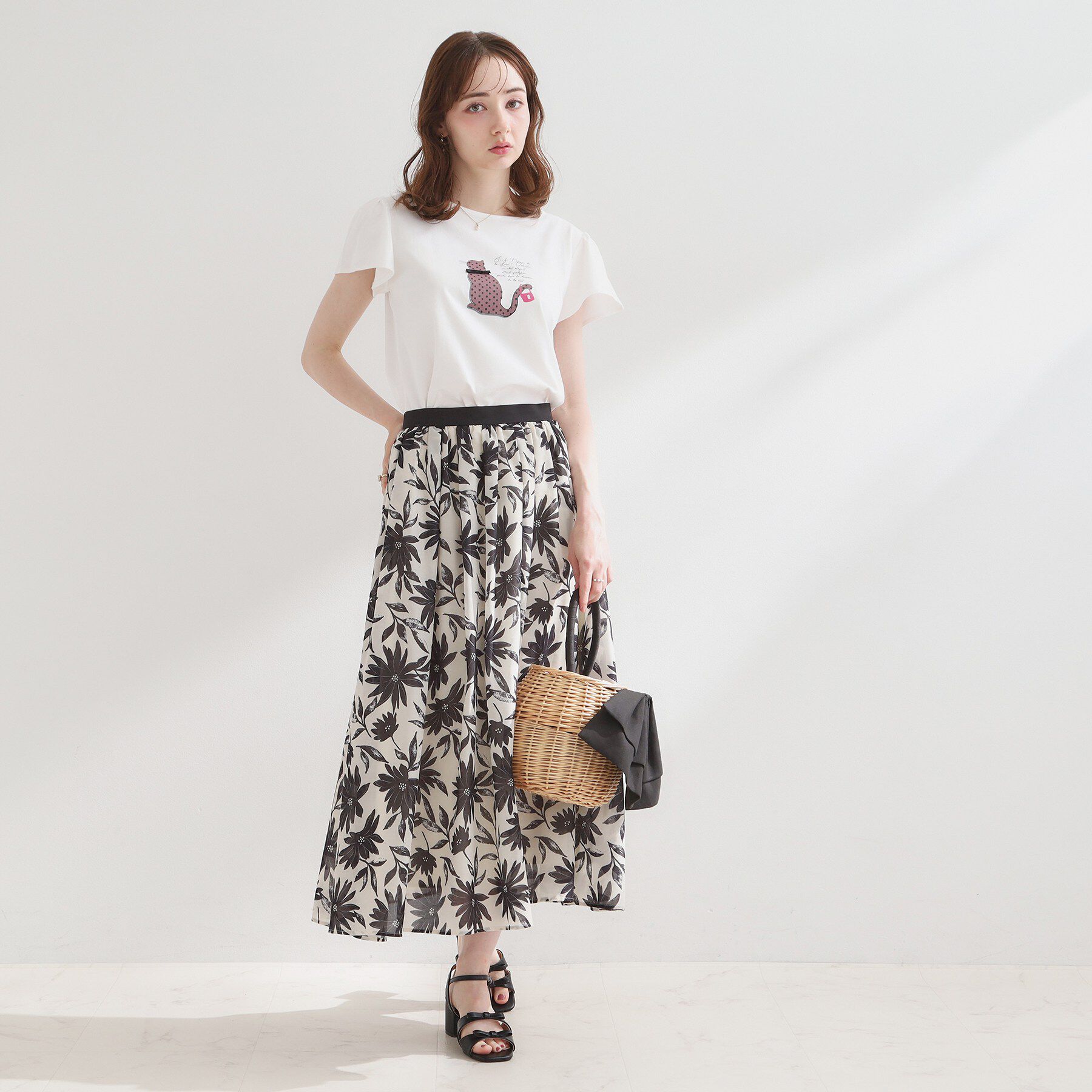 Couture broach「【接触冷感・UVカット・洗える】CATプリントTシャツ」|Tシャツ・カットソー|