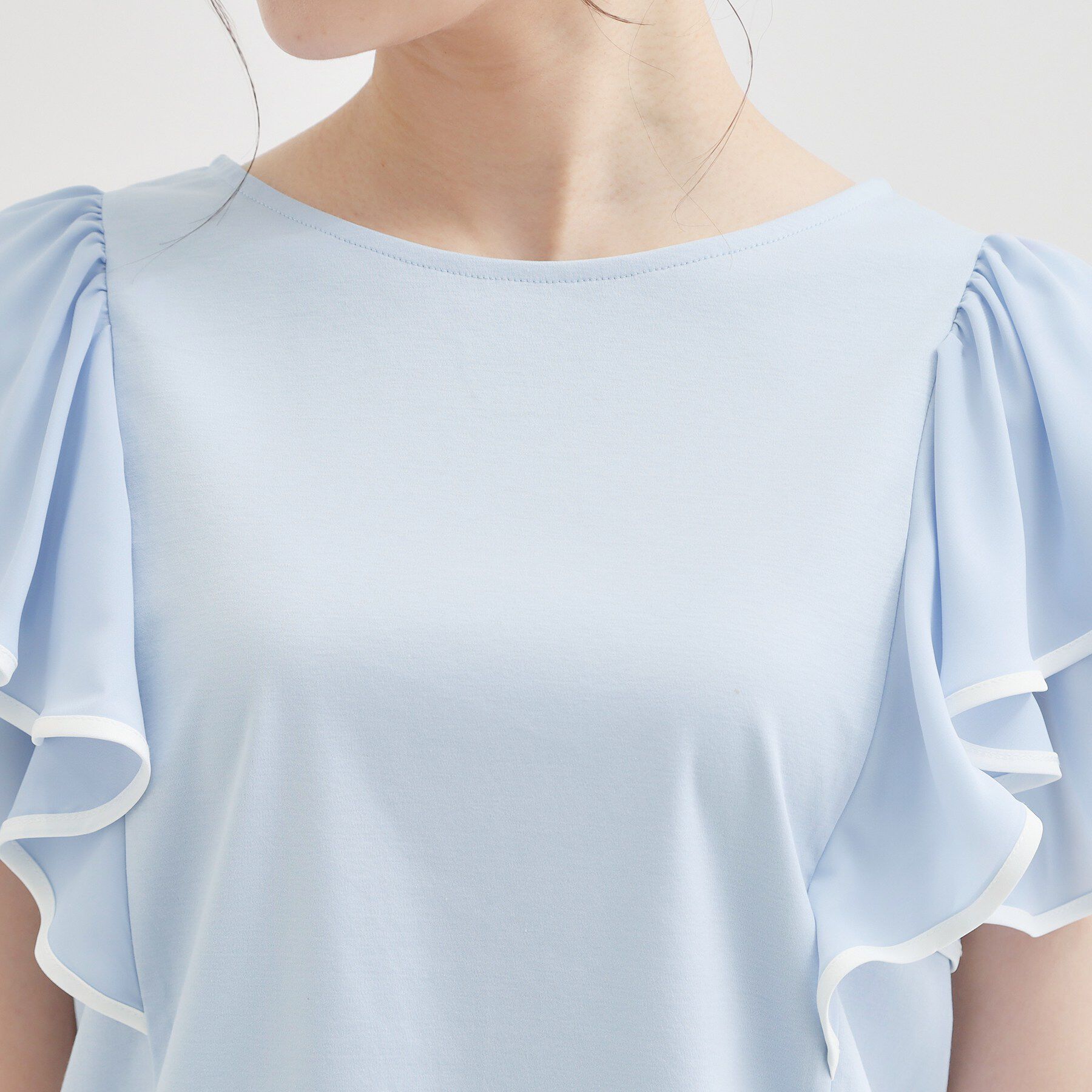 Couture broach「【接触冷感・UVカット・洗える】ラッフル フレアスリーブ トップス」|Tシャツ・カットソー|