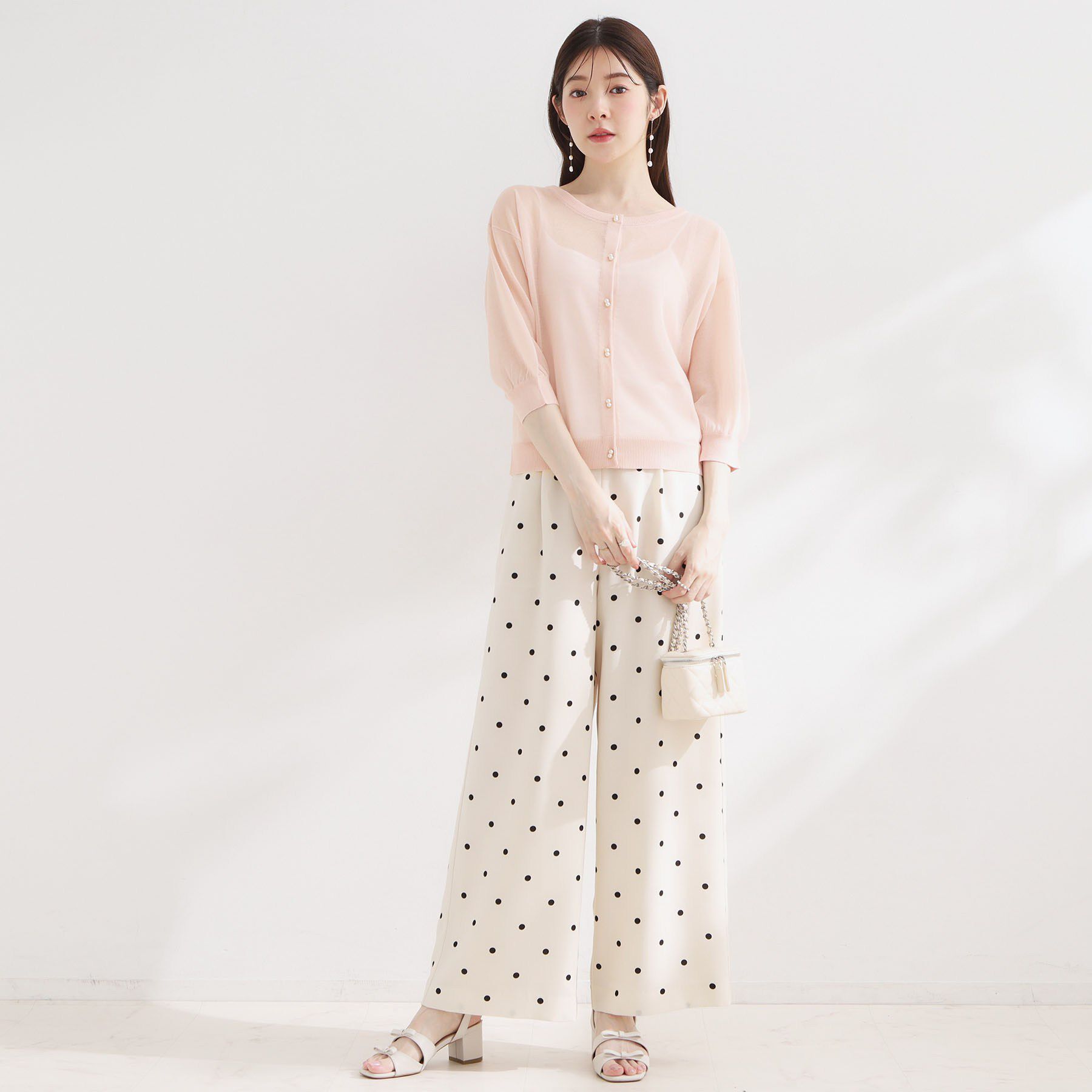 Couture broach「【前後2WAY・洗える】愛され5分袖シアーカーディガン」|カーディガン|