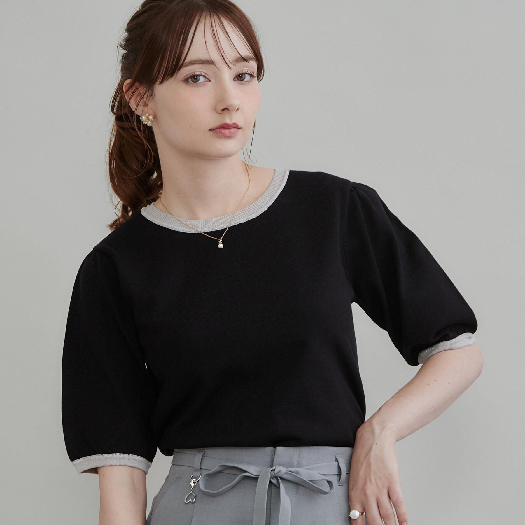 Couture broach「ラメ配色プルオーバー」|ニット・セーター|