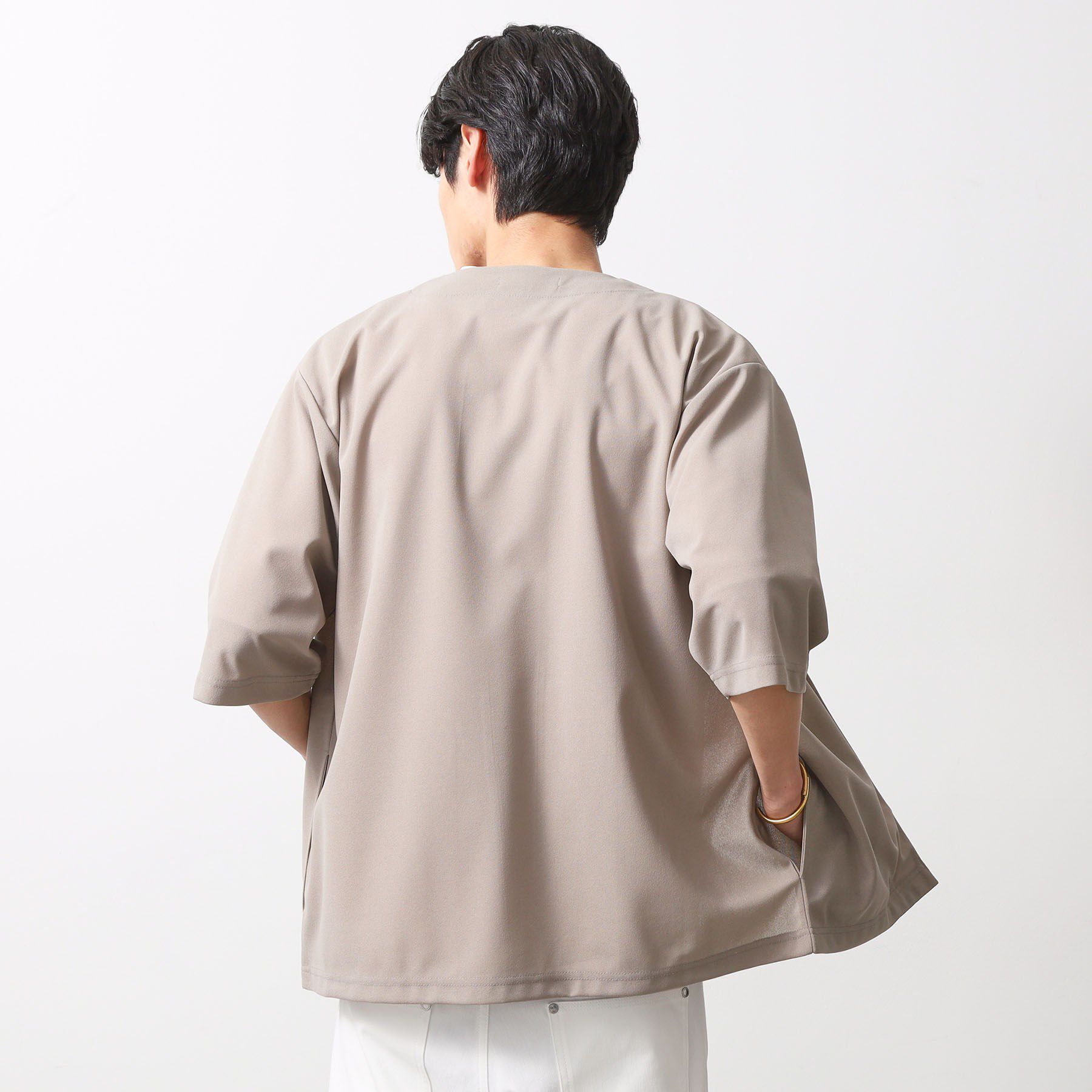 THE SHOP TK「五分袖カーディガン+半袖Tシャツセットアイテム 洗濯機OK」|カーディガン|