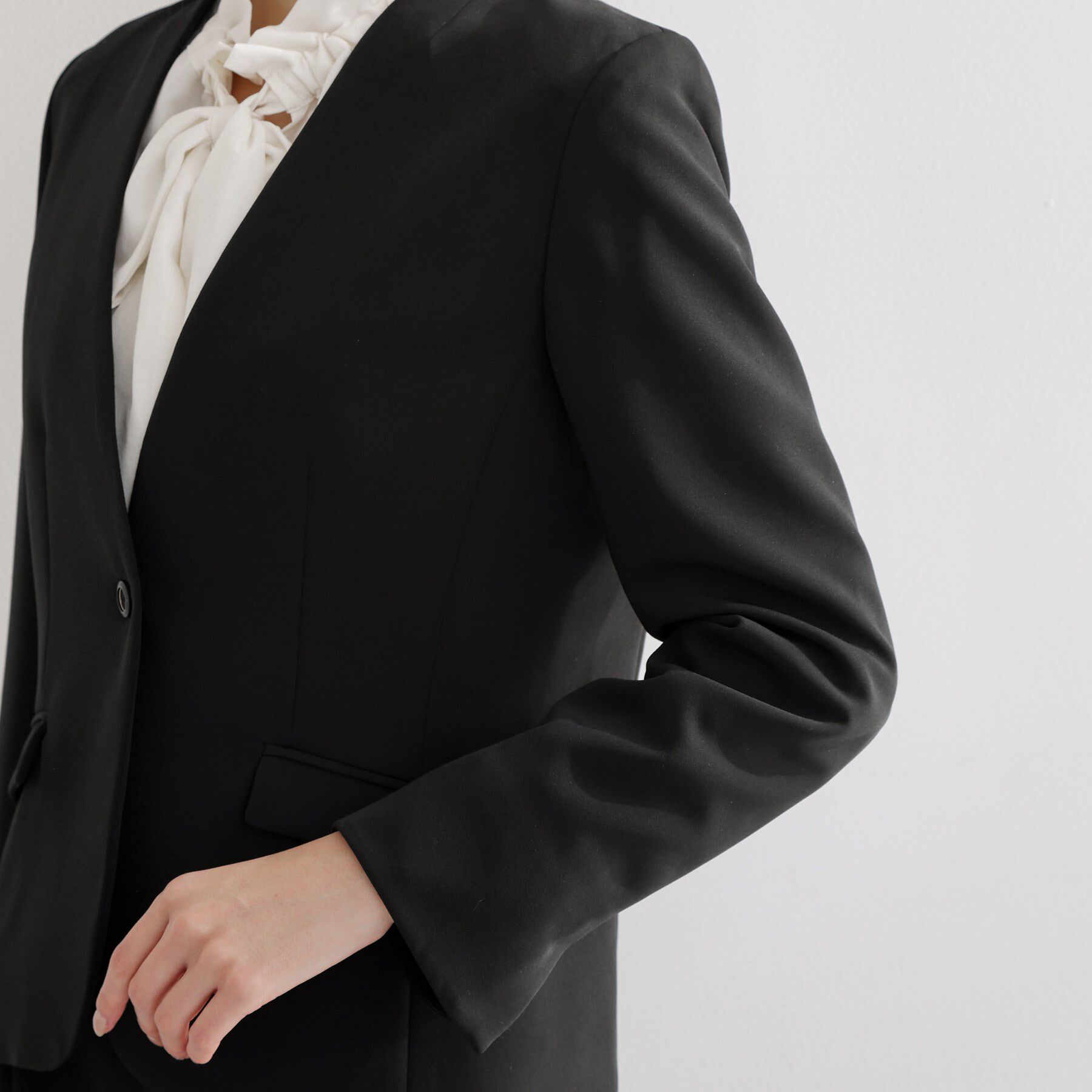 THE SHOP TK「【通勤スタイルに】ダブルクロス ノーカラージャケット/セットアップ可」|ノーカラージャケット|