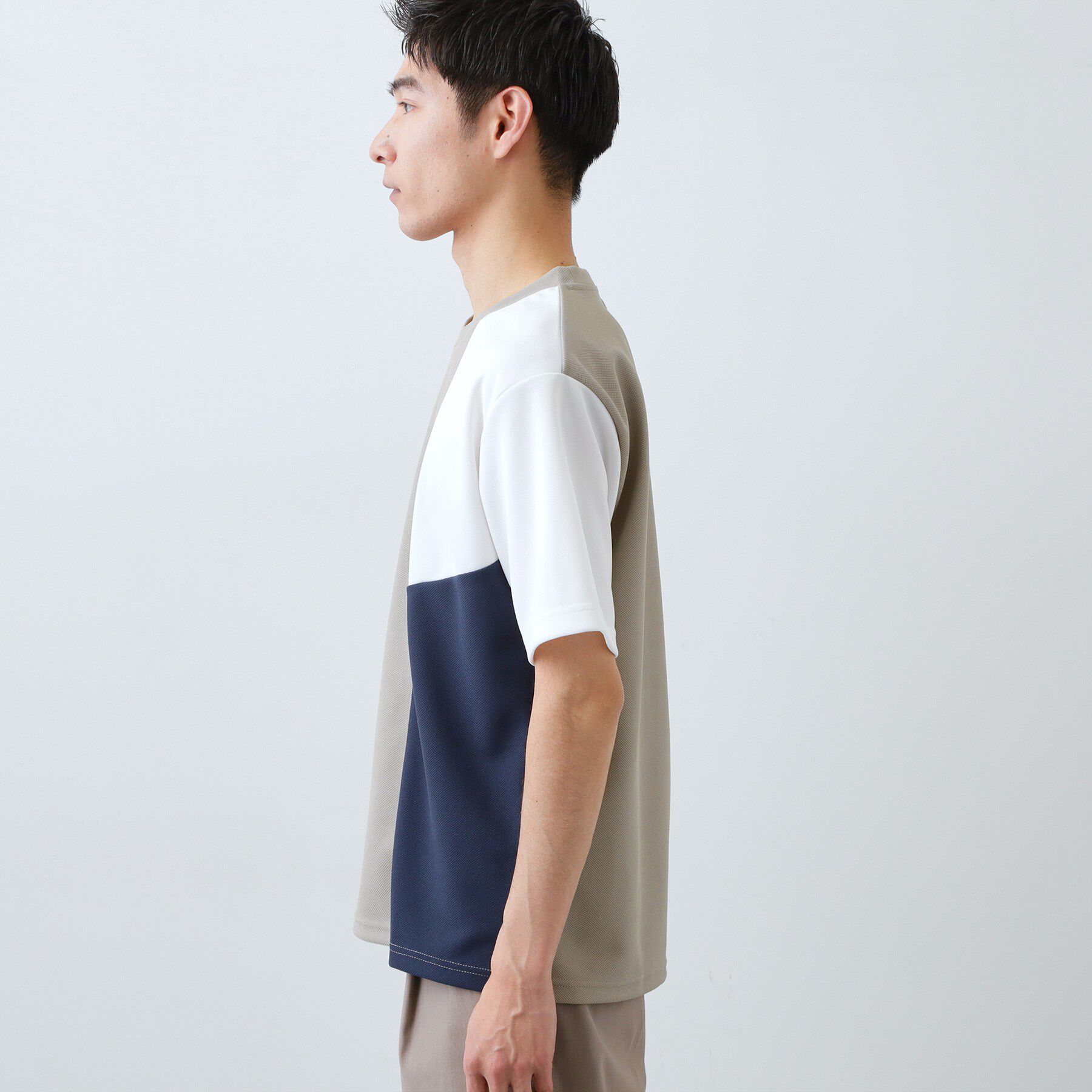 THE SHOP TK「【一枚で着映える】パターンブロッキング 半袖Tシャツ 洗濯機OK」|Tシャツ・カットソー|
