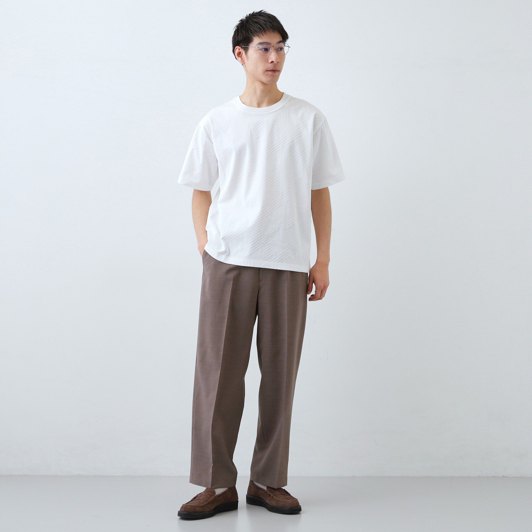 THE SHOP TK「【無地だと少し物足りないという方へ】ジオメトリック柄 半袖Tシャツ 洗濯機OK」|Tシャツ・カットソー|