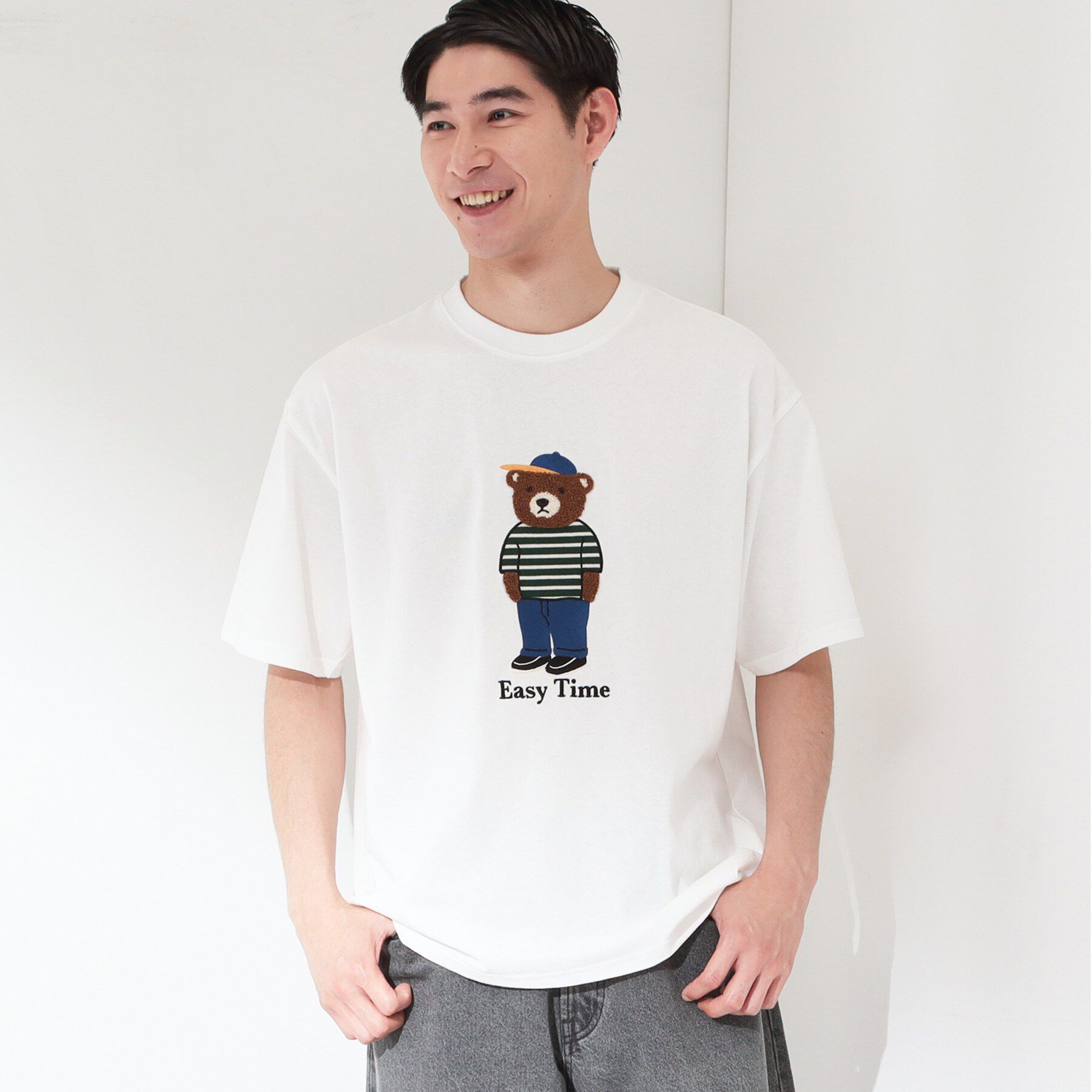 THE SHOP TK「クマ サガラ刺繍 半袖Tシャツ 【洗濯機OK】」|Tシャツ・カットソー|