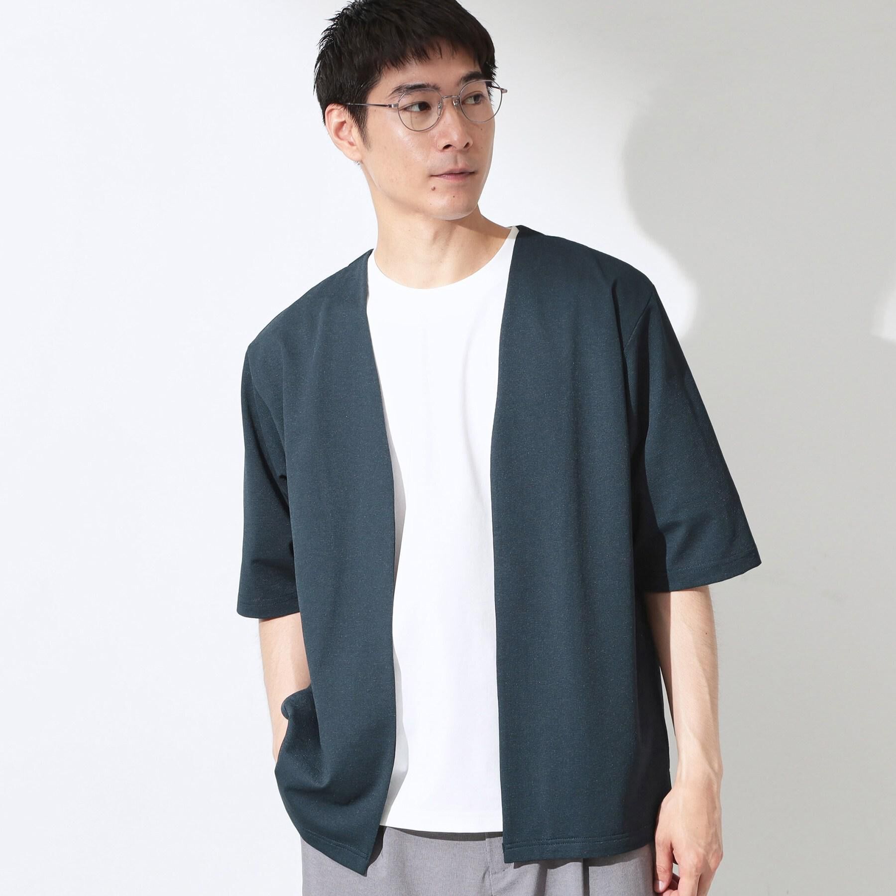 THE SHOP TK「メッシュ五分袖カーディガン＋半袖Tシャツ セットアイテム 洗濯機OK」|カーディガン|