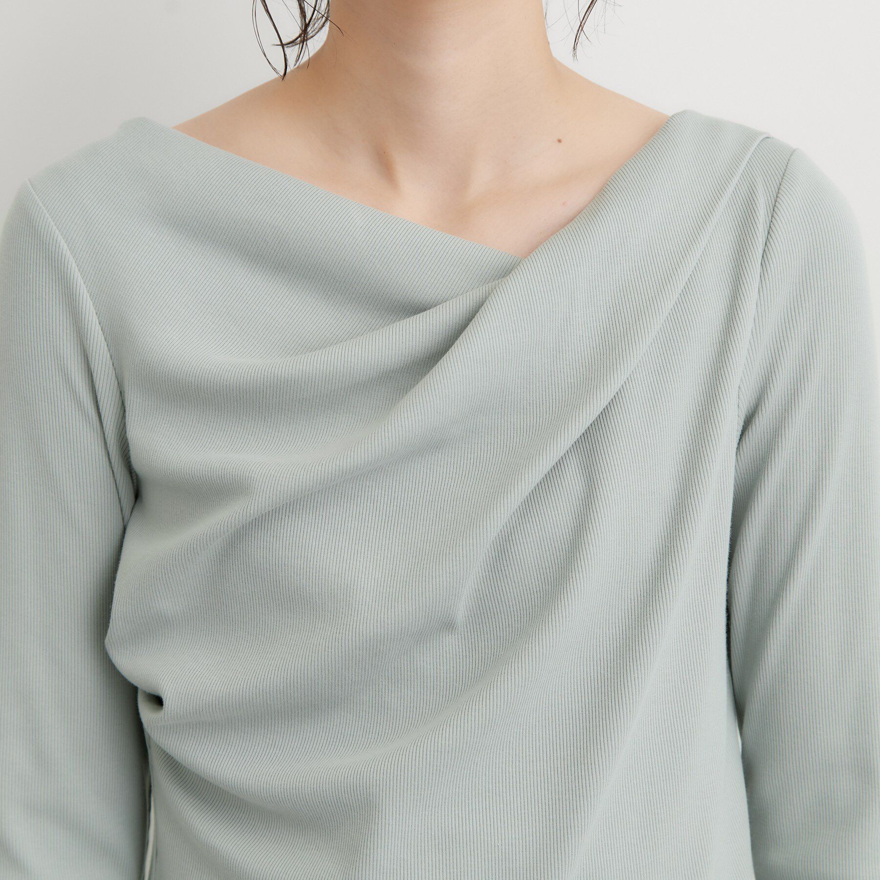 THE SHOP TK「ドレープネック リブカットソー」|Tシャツ・カットソー|