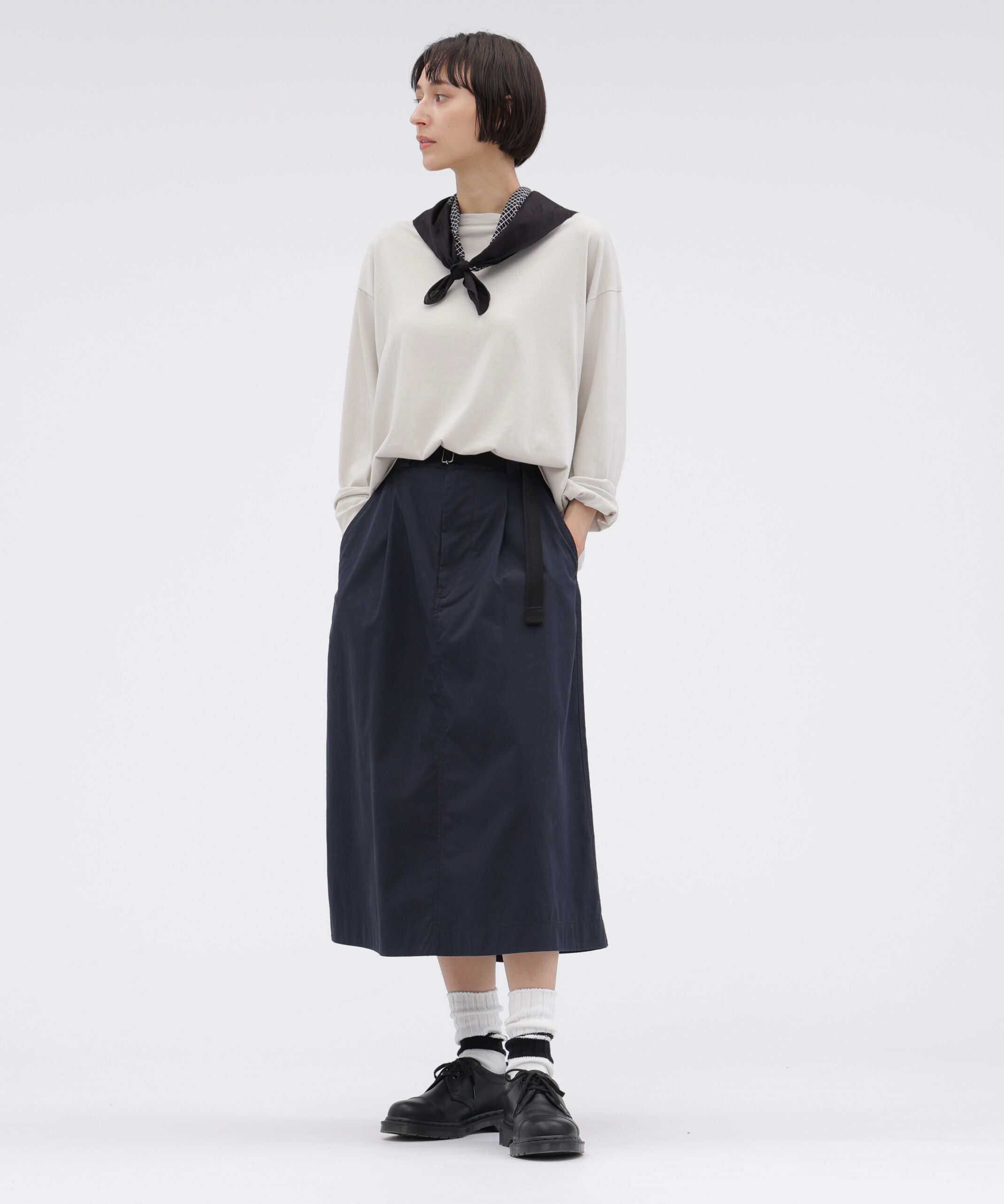 MHL.「WASHED COTTON NYLON SKIRT」|スカート|NAVY