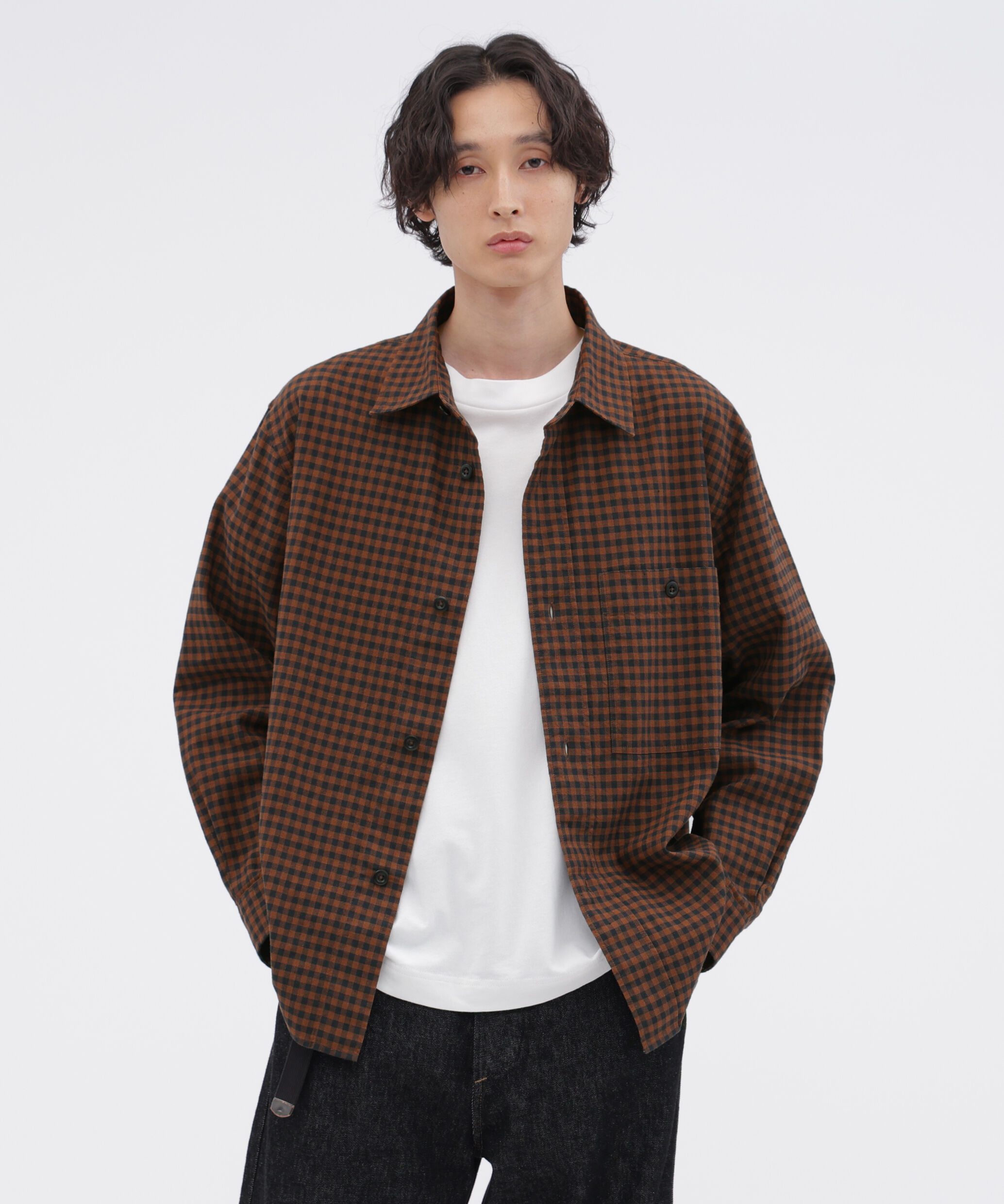 MHL.「FADED LINEN COTTON PLAINWEAVE SHIRT」|シャツ・ブラウス|BROWN