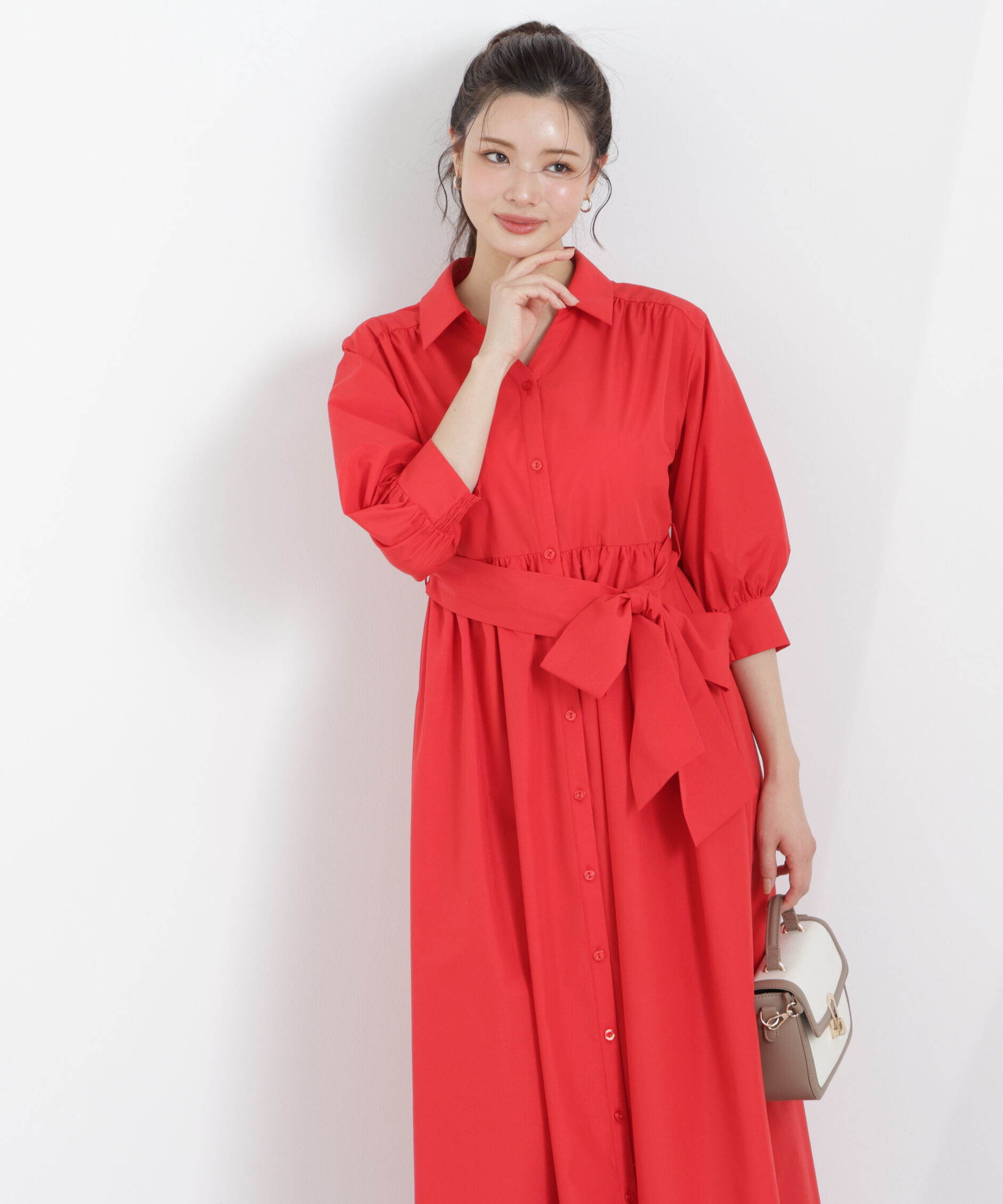 PROPORTION BODY DRESSING「リボン付きシャツワンピース　26SS」|ワンピース|