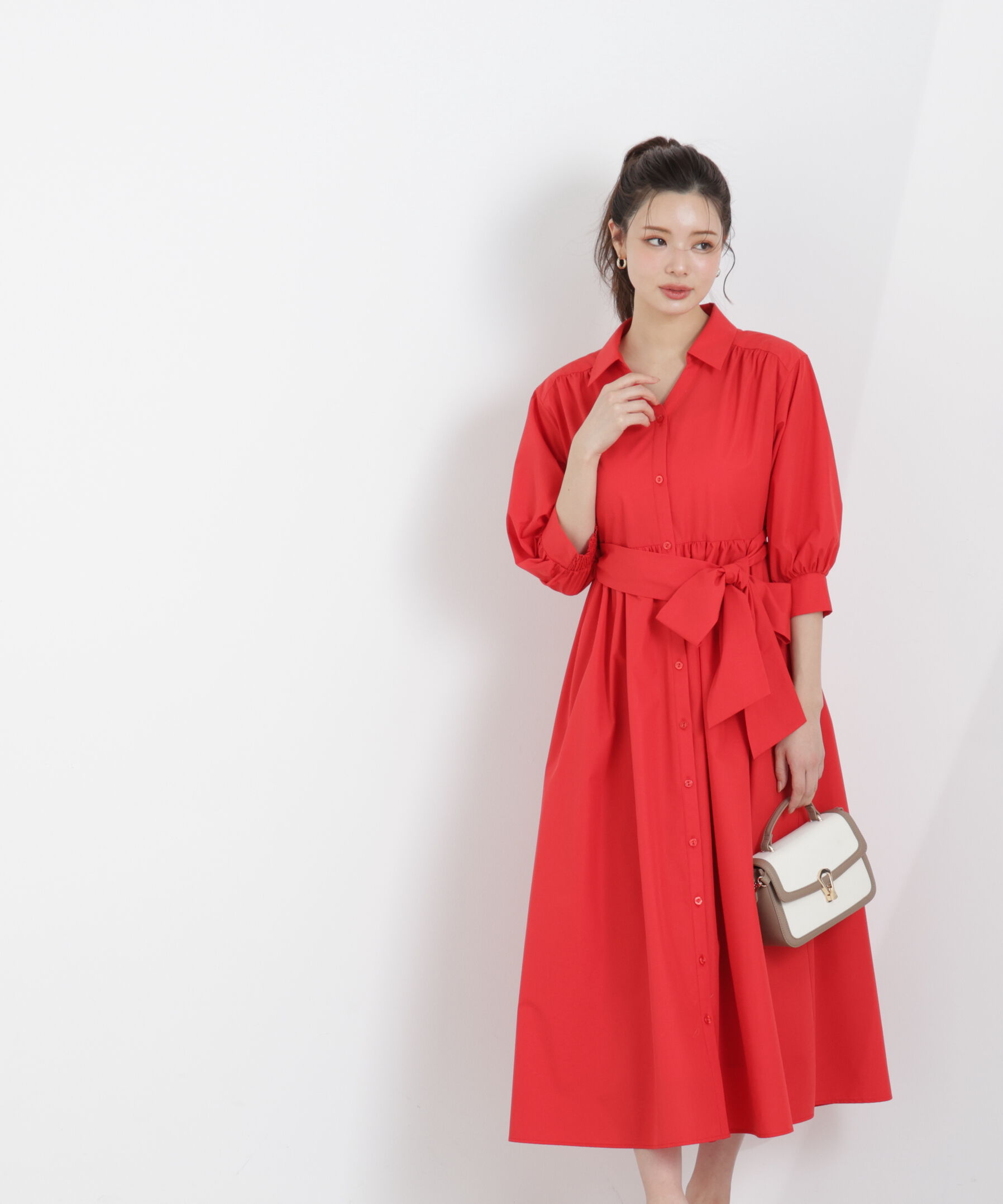 PROPORTION BODY DRESSING「リボン付きシャツワンピース　26SS」|ワンピース|