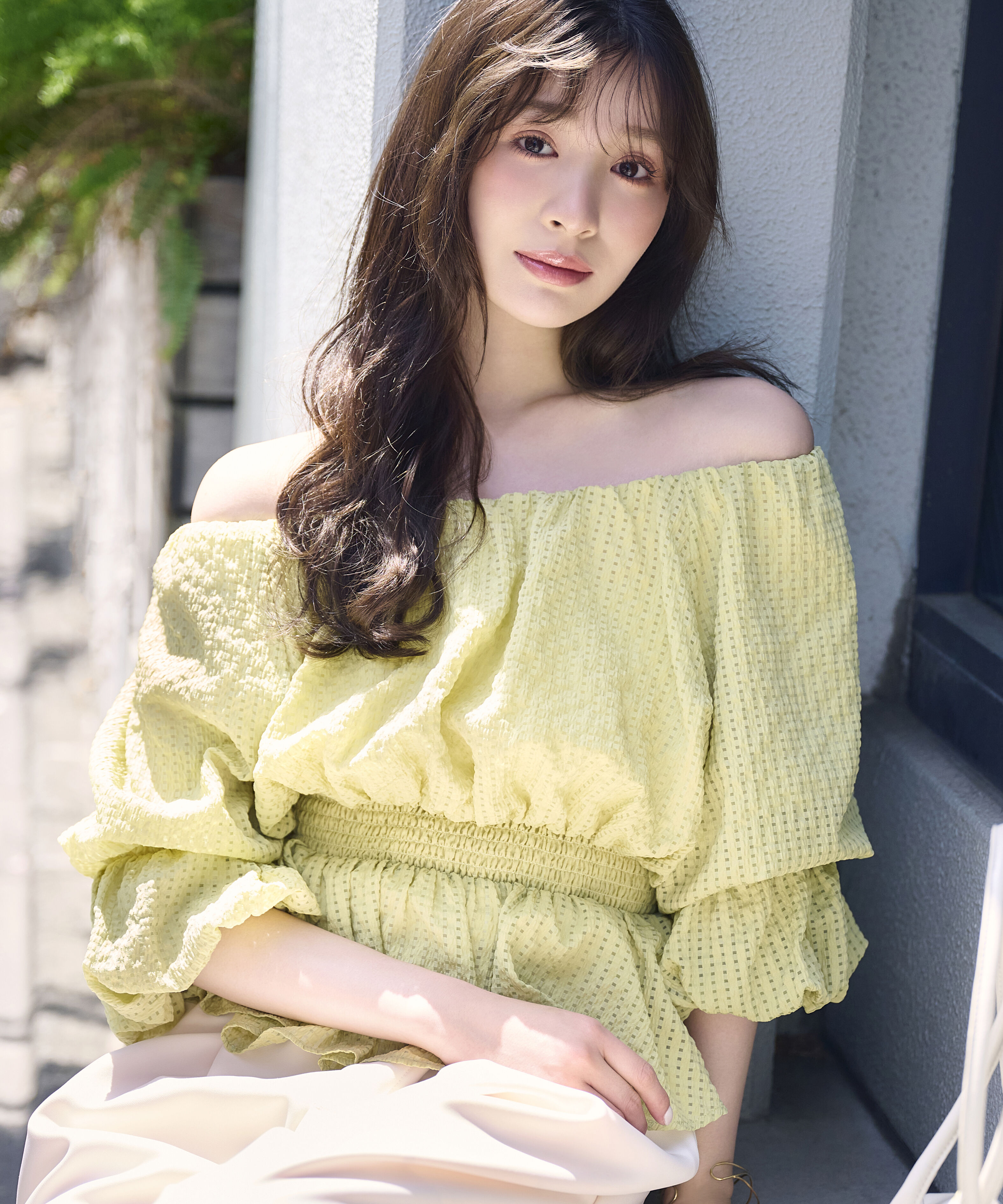 PROPORTION BODY DRESSING「＜中川紅葉さん着用＞〈a/mie〉2wayオフショルフィッシュテールブラウス」|シャツ・ブラウス|イエロー