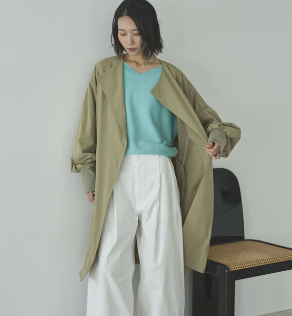 Doux archives「ノーカラーロングコート」|ダッフルコート|