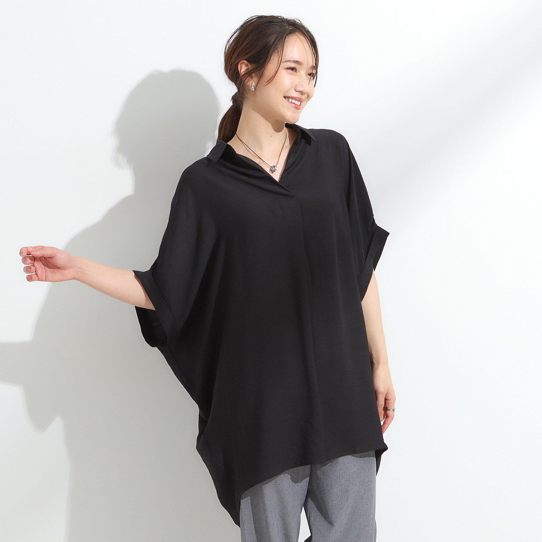 SHOO･LA･RUE「【ひんやり】すっきりきれいに体型カバー コクーンシルエットワンピース」|チュニック|
