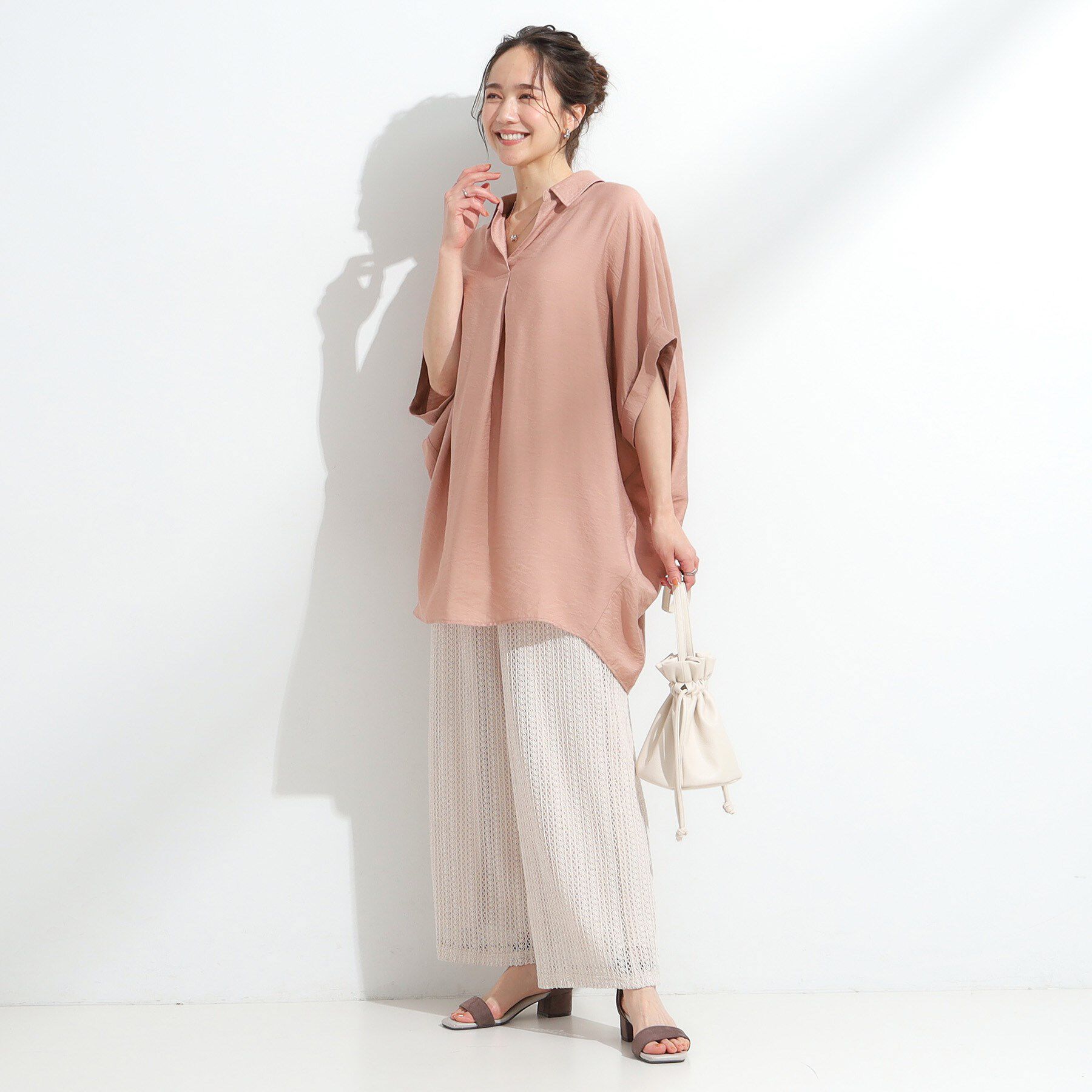 SHOO･LA･RUE「【ひんやり】すっきりきれいに体型カバー コクーンシルエットワンピース」|チュニック|