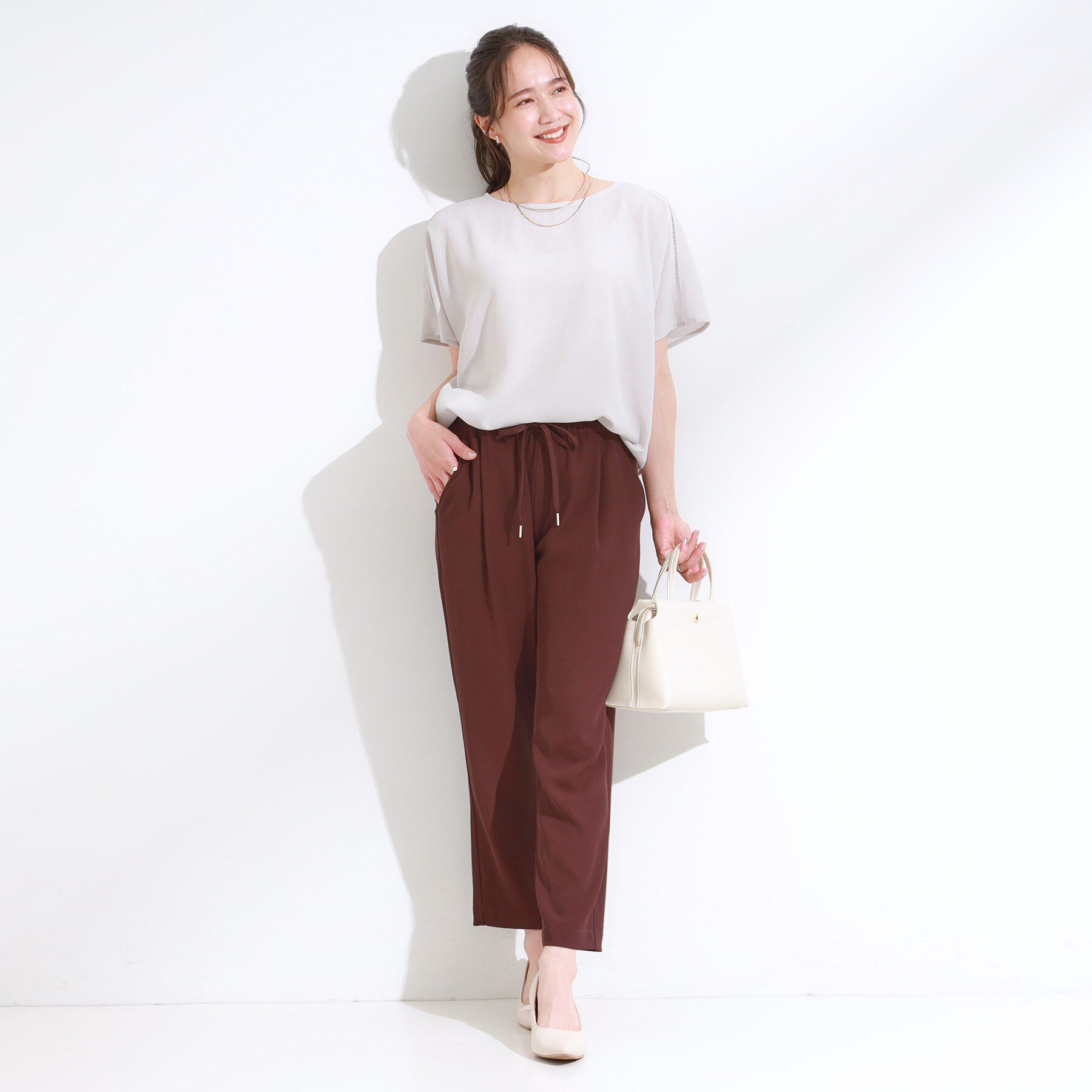 SHOO･LA･RUE「【S-LL/ひんやり/洗濯後しわになりにくい】インせず決まる はしごレースドルマンブラウス」|シャツ・ブラウス|