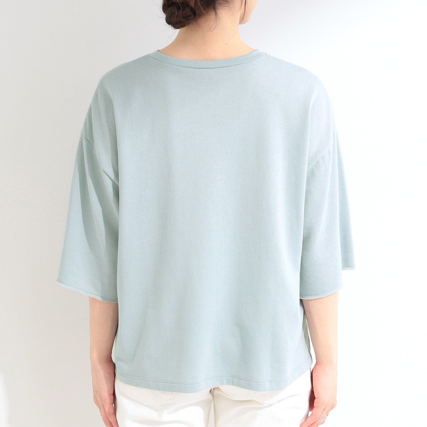 SHOO･LA･RUE「【洗濯機可/S-LL/選べる6柄】切りっぱなしお袖がこなれカジュアル 5分袖シアーTシャツ」|Tシャツ・カットソー|