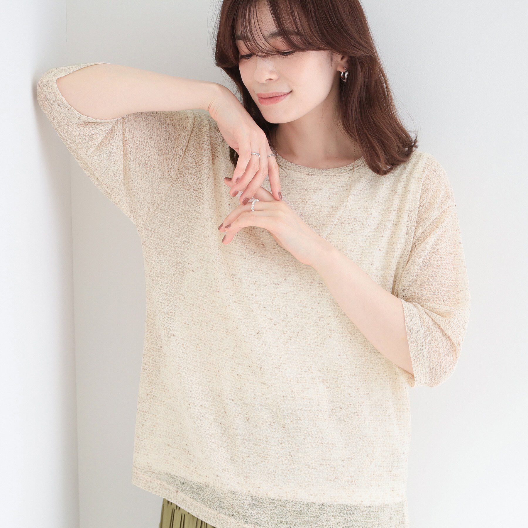 SHOO･LA･RUE「【2点セット】メランジシアートップス&times;タンクトップセット」|その他|アイボリー(004)