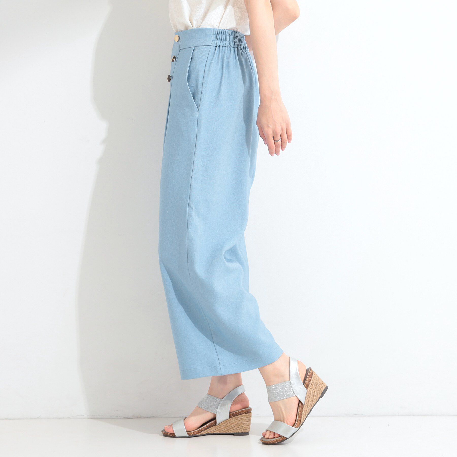 SHOO･LA･RUE「【S-LL/洗濯機可】金ボタンが上品 デニム調マリンパンツ」|その他|
