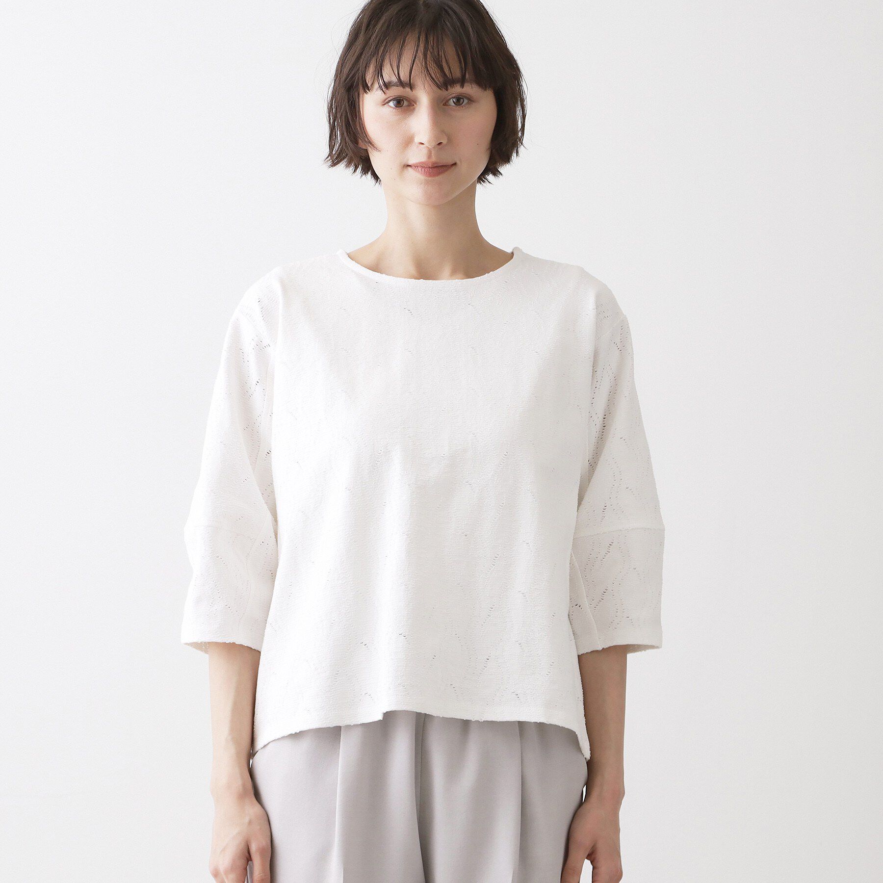 Dessin「【洗える】七分袖レースカットソー」|Tシャツ・カットソー|
