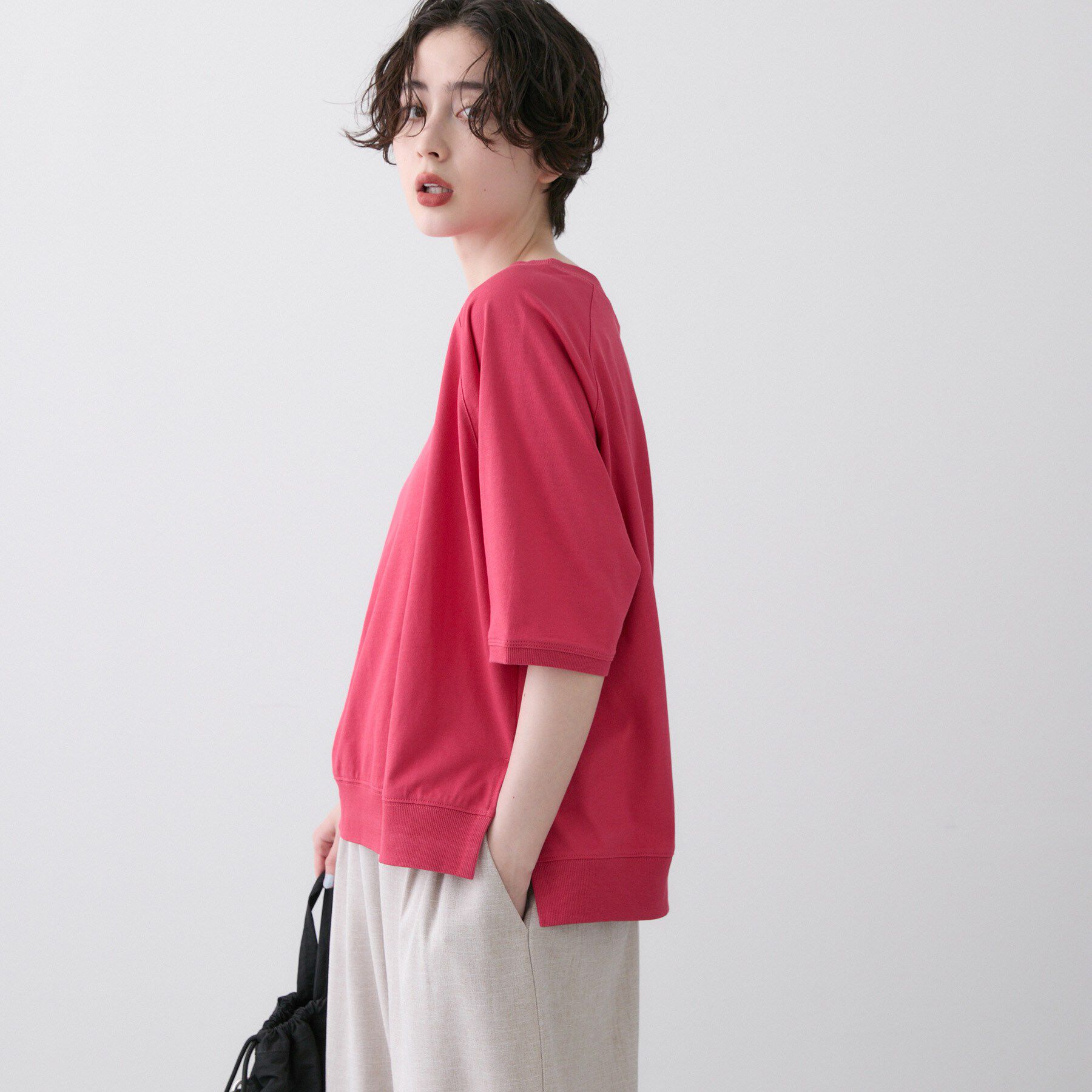 Dessin「【UVカット/接触冷感】フォルムカットソー5分袖」|Tシャツ・カットソー|
