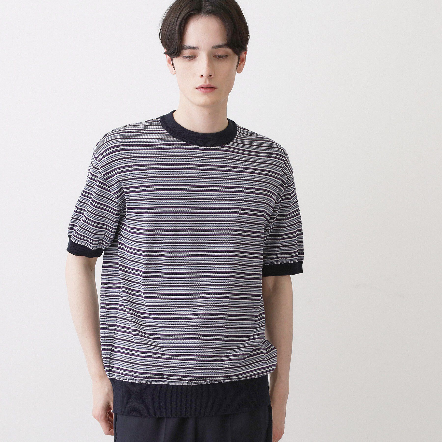 Dessin「【洗える】日本製ニットTシャツ」|Tシャツ・カットソー|ブルー(393)