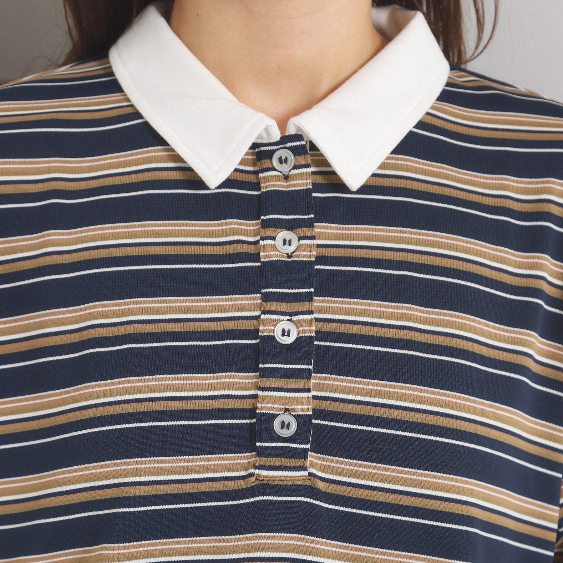 ITS&rsquo;DEMO「ポロ襟ボーダートップス」|Tシャツ・カットソー|