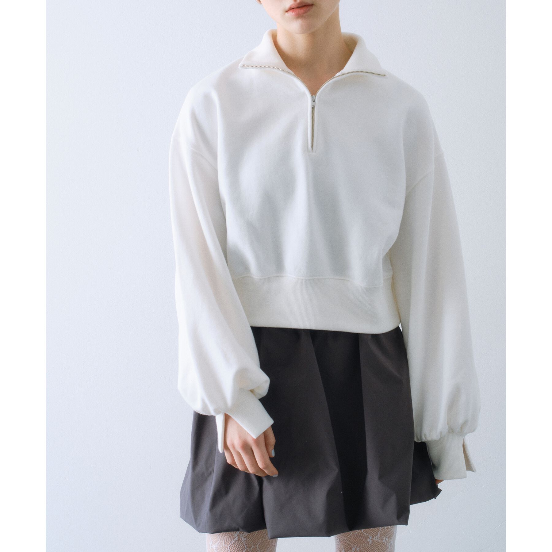 CODE A「puff zip sweat」|パーカー|ホワイト(001)