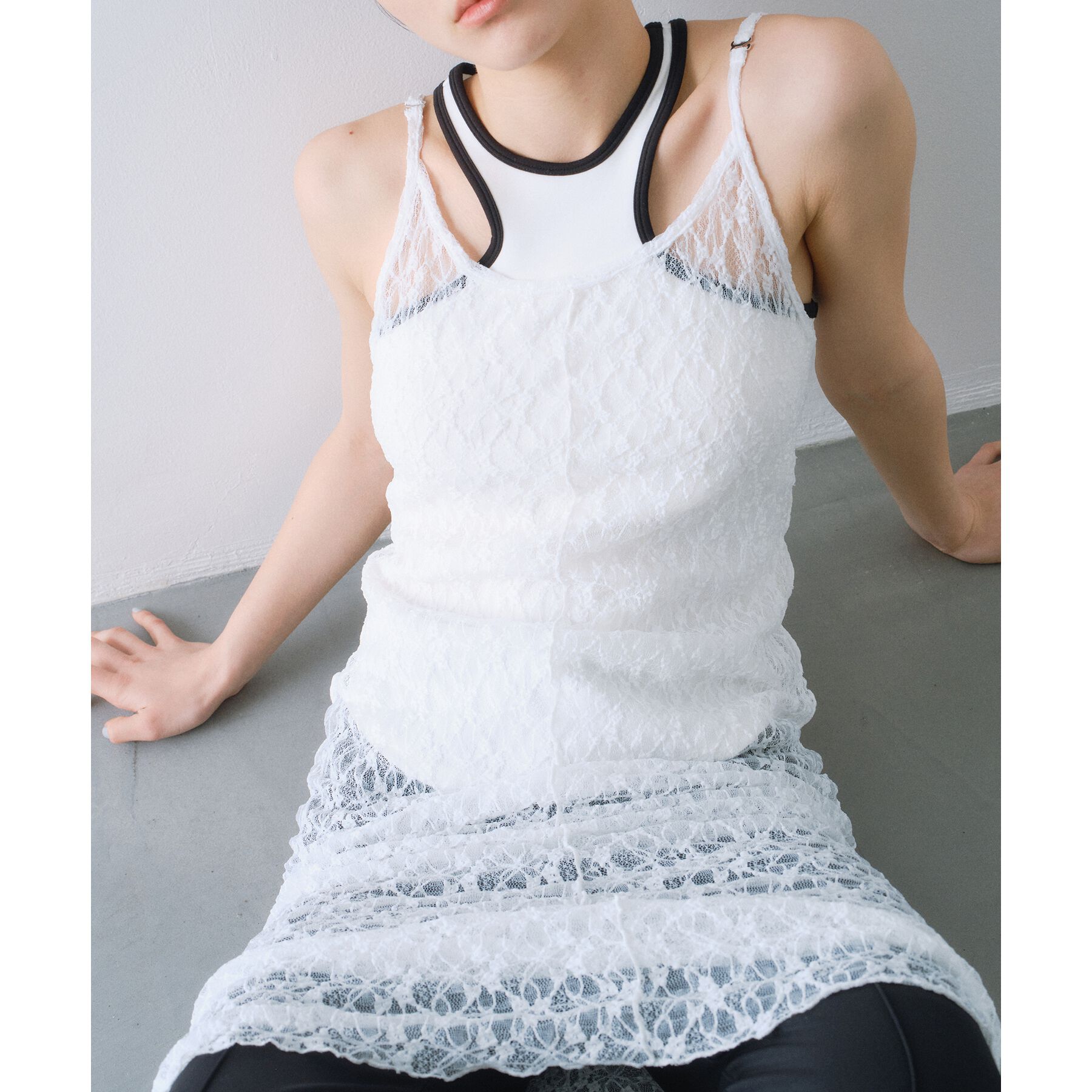 CODE A「【Cup-in】design cut tank」|キャミソール|ホワイト(501)