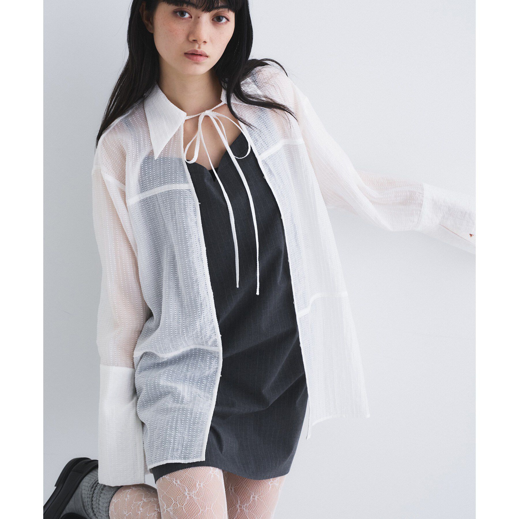 CODE A「point neck ribbon shirts」|シャツ・ブラウス|