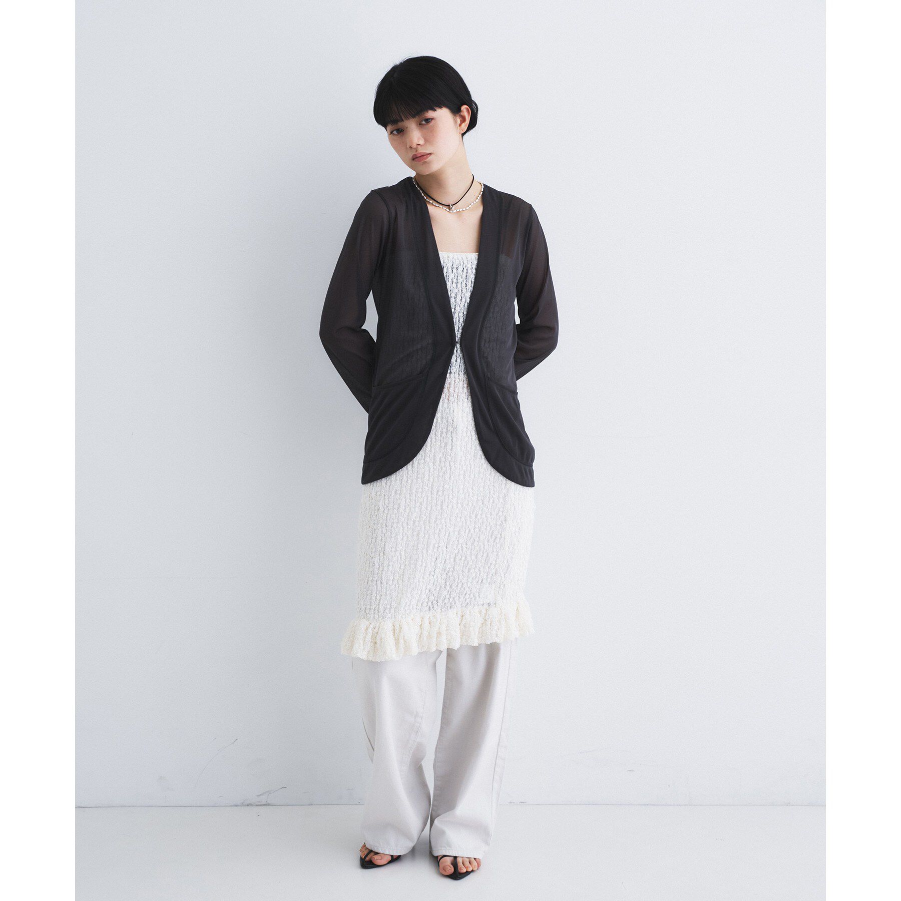 CODE A「sheer jersey cardigan」|カーディガン|