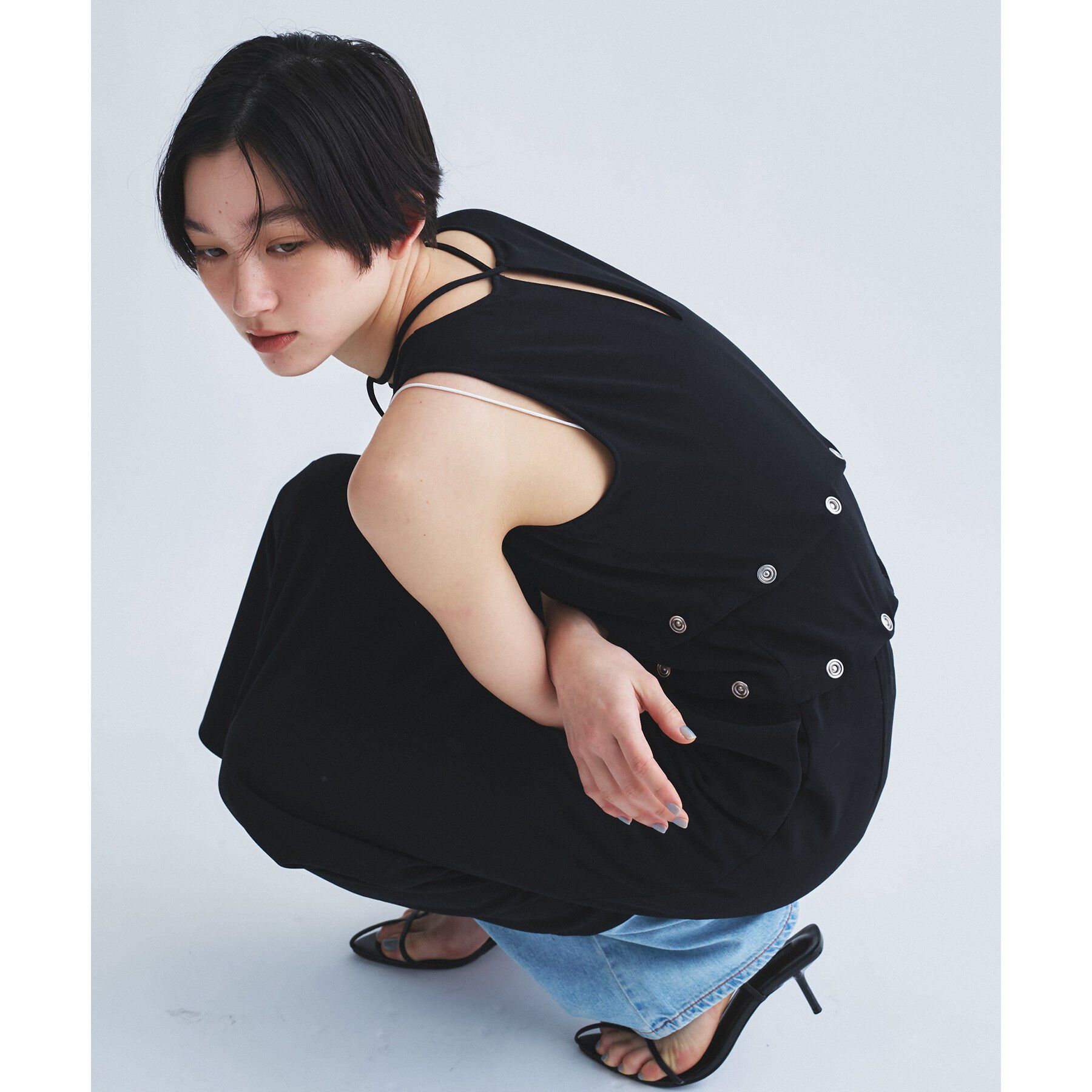 CODE A「modular split dress」|ワンピース|ブラック(019)