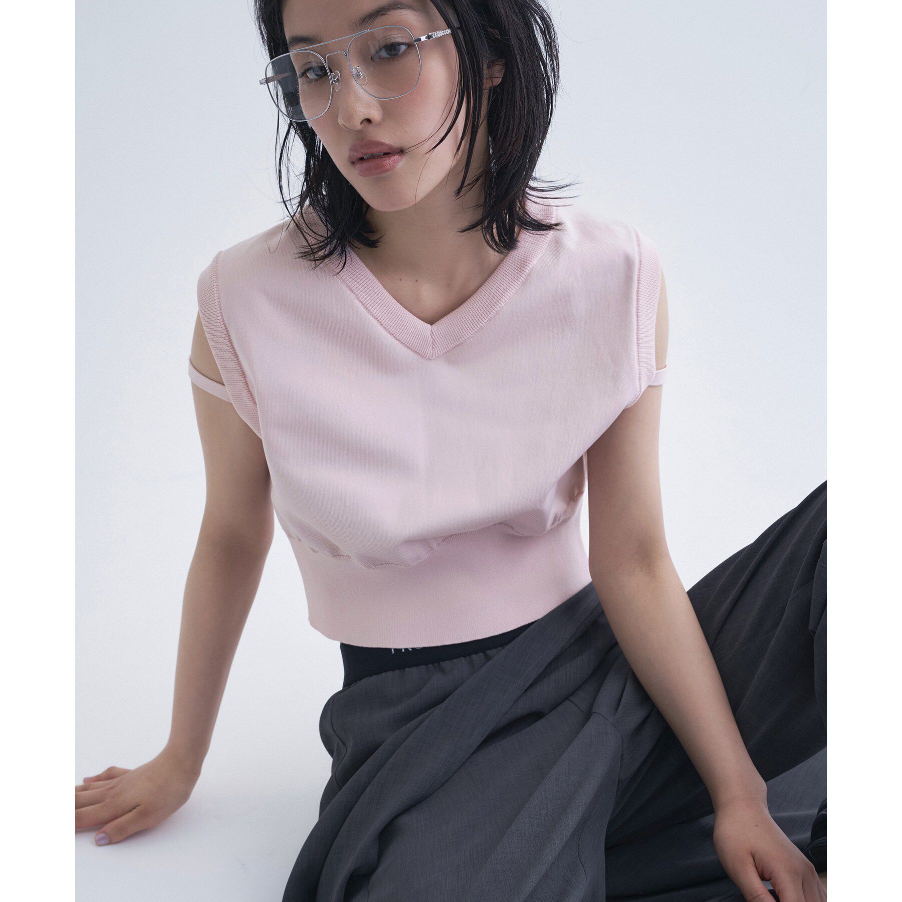 CODE A「design short vest」|ニット・セーター|