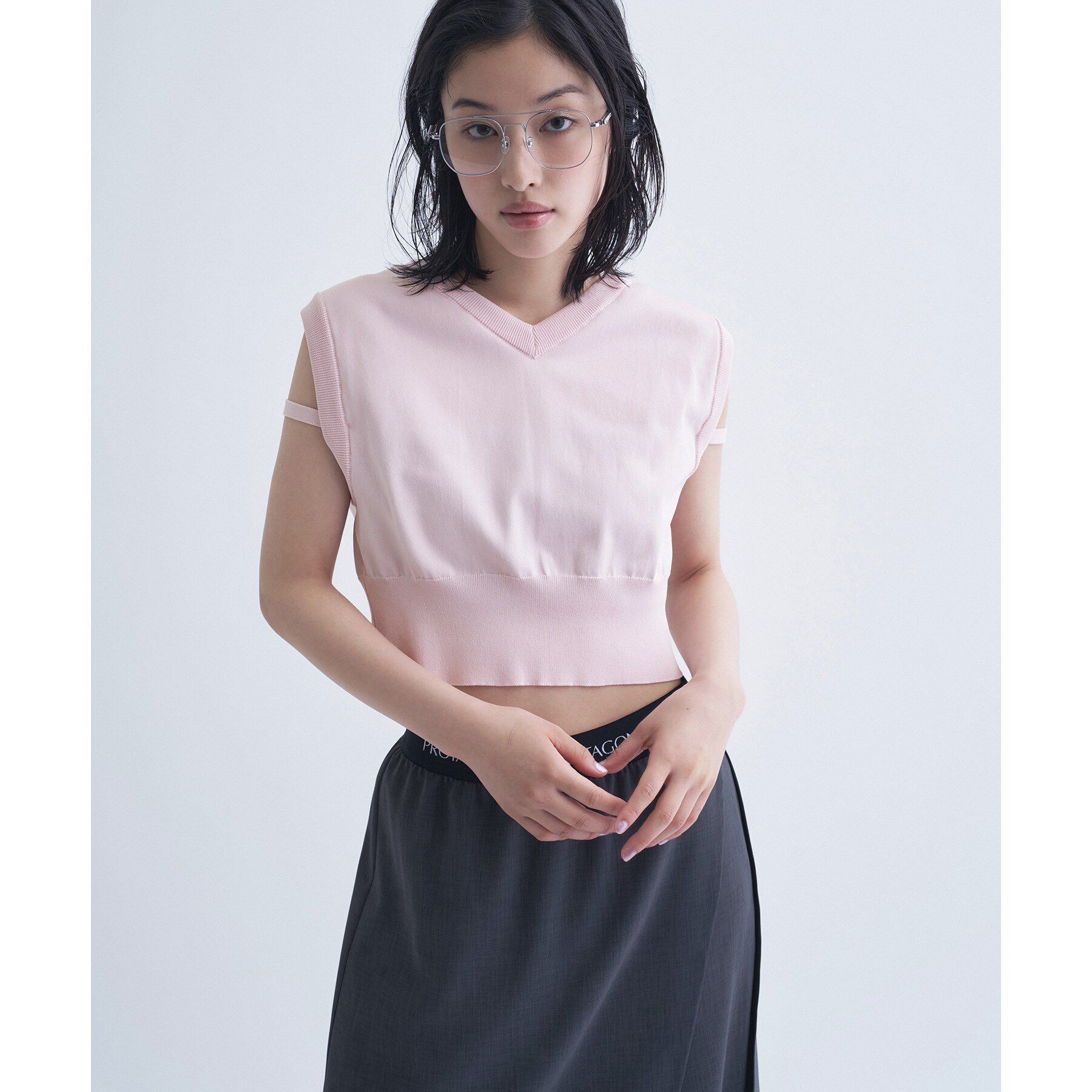 CODE A「design short vest」|ニット・セーター|