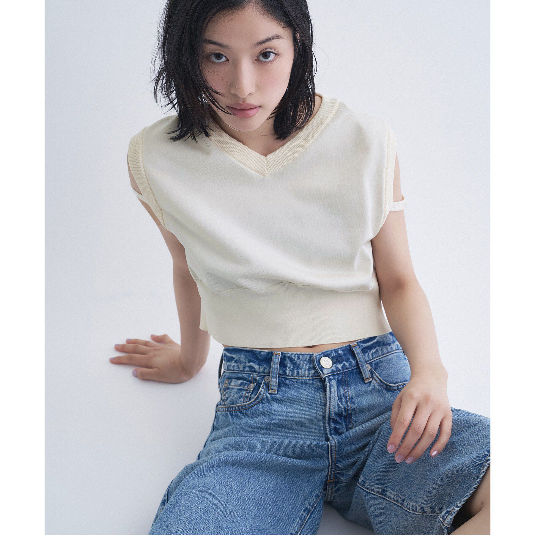 CODE A「design short vest」|ニット・セーター|