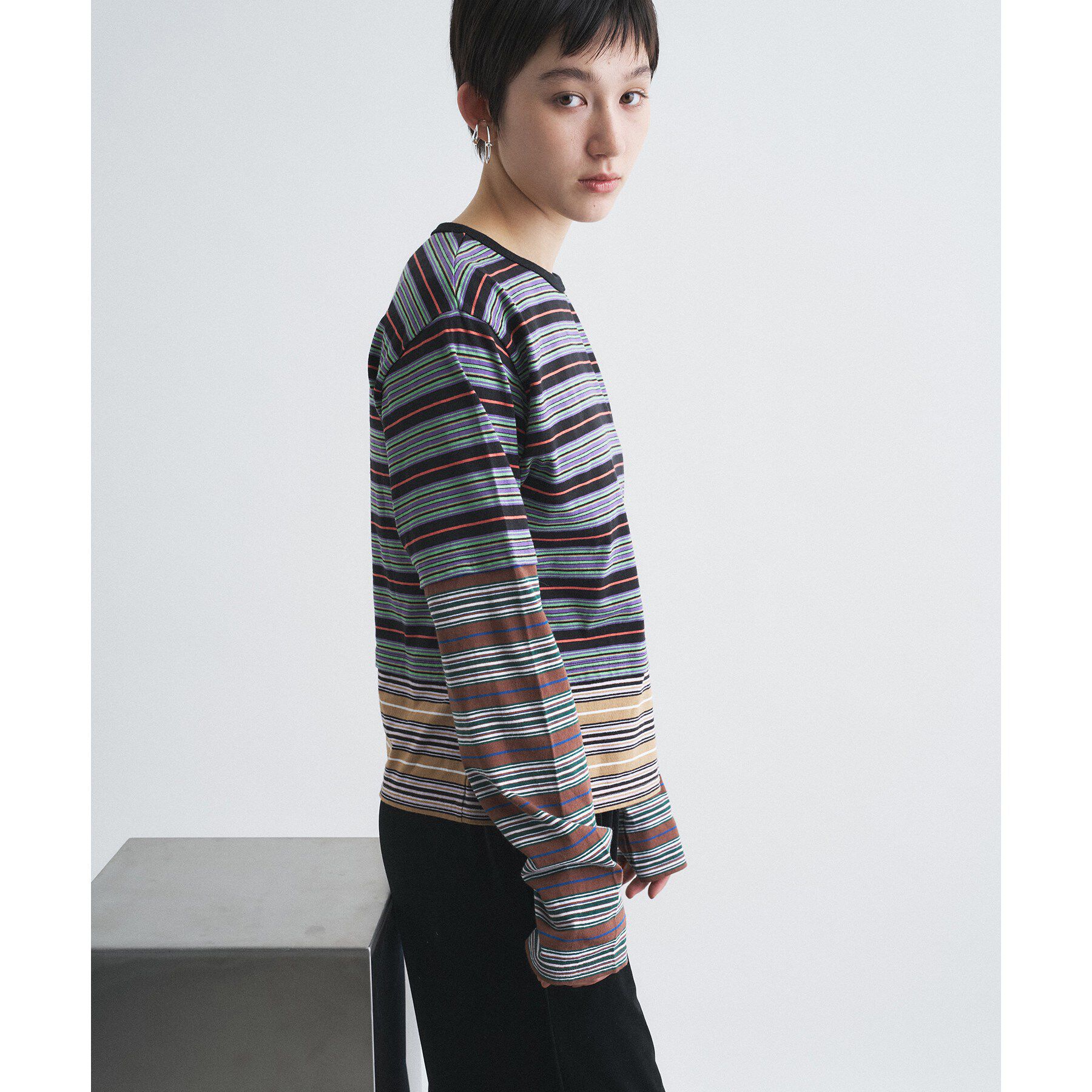 CODE A「Girls department Club｜TRIPLE BORDER LAYER LS」|Tシャツ・カットソー|