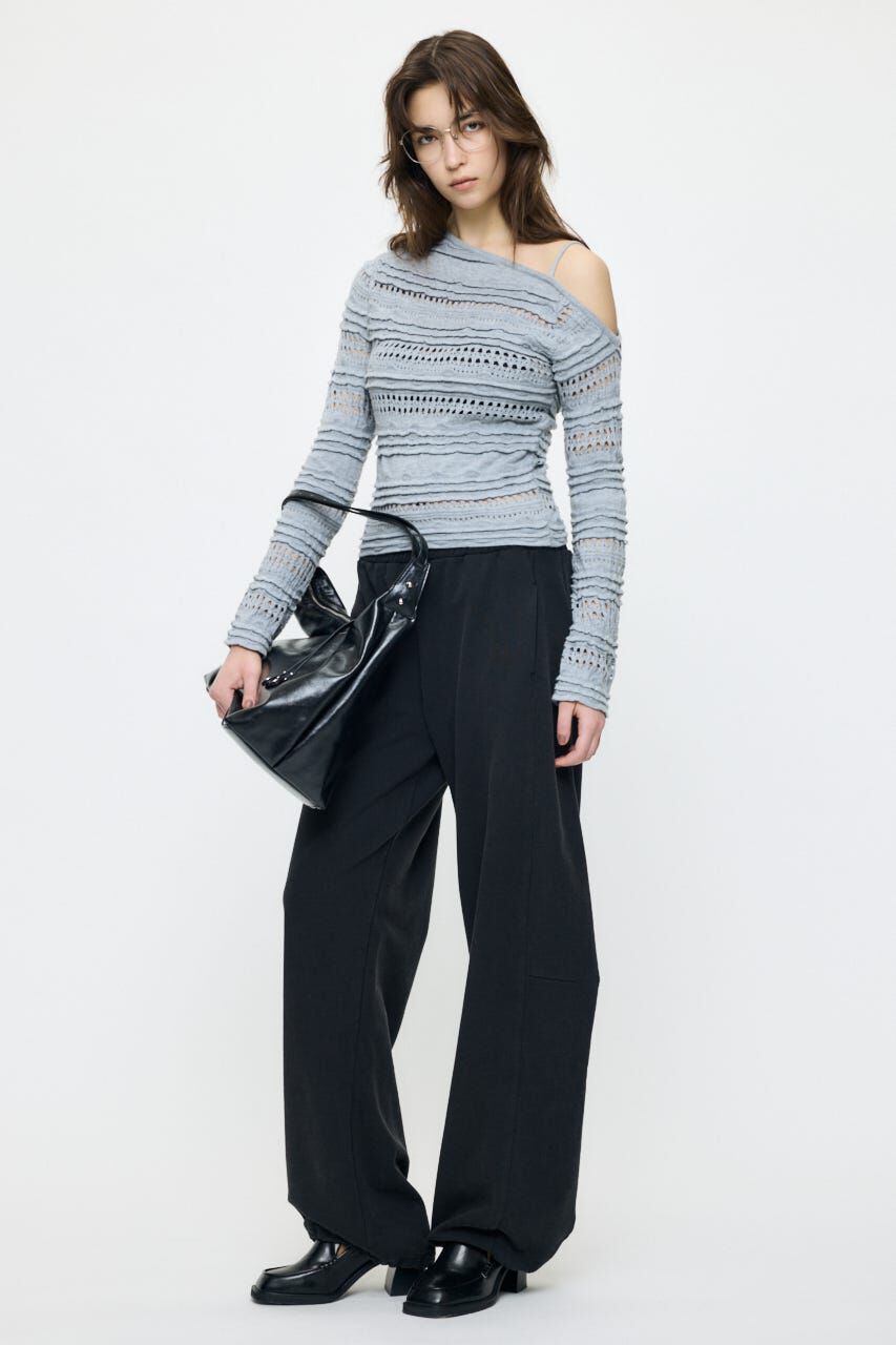 MOUSSY「RANDOM STRIPE OFF SHOULDER トップス」|ニット・セーター|