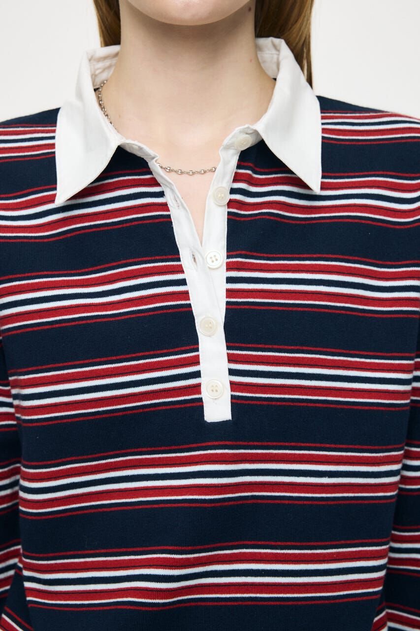 MOUSSY「BORDER POLO KNIT TEE」|ニット・セーター|