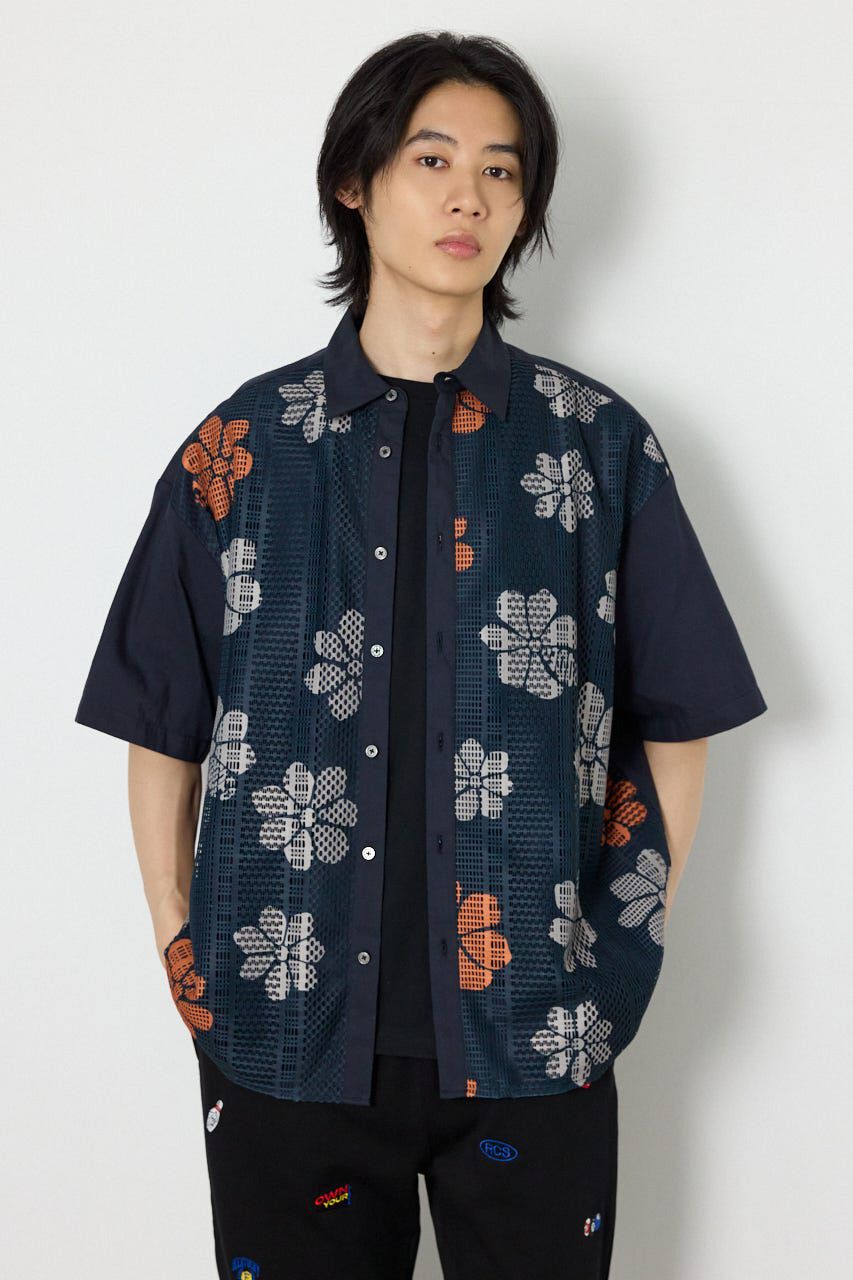 RODEO CROWNS「COOLMAX(R)ファブリック製・フラワーレースシャツ」|シャツ・ブラウス|D/NVY3