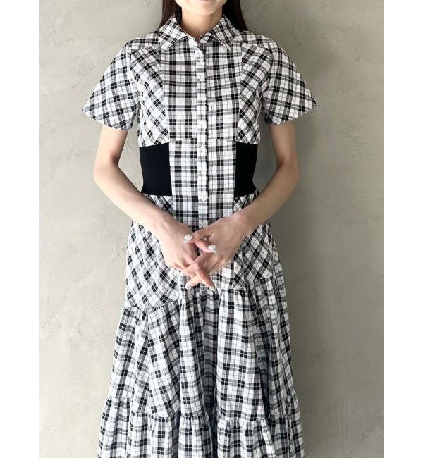 CALNAMUR「ウエストリブチェックシャツワンピース」|ワンピース|