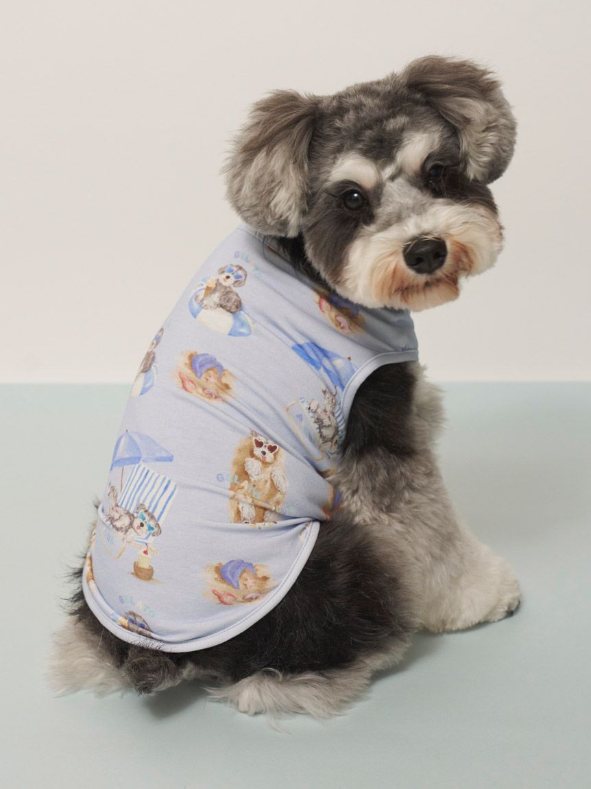  GELATO PIQUE CAT&DOG「【CAT&DOG】【接触冷感】 ビーチ シュナウザー柄Coolingプルオーバー」|その他|BLU
